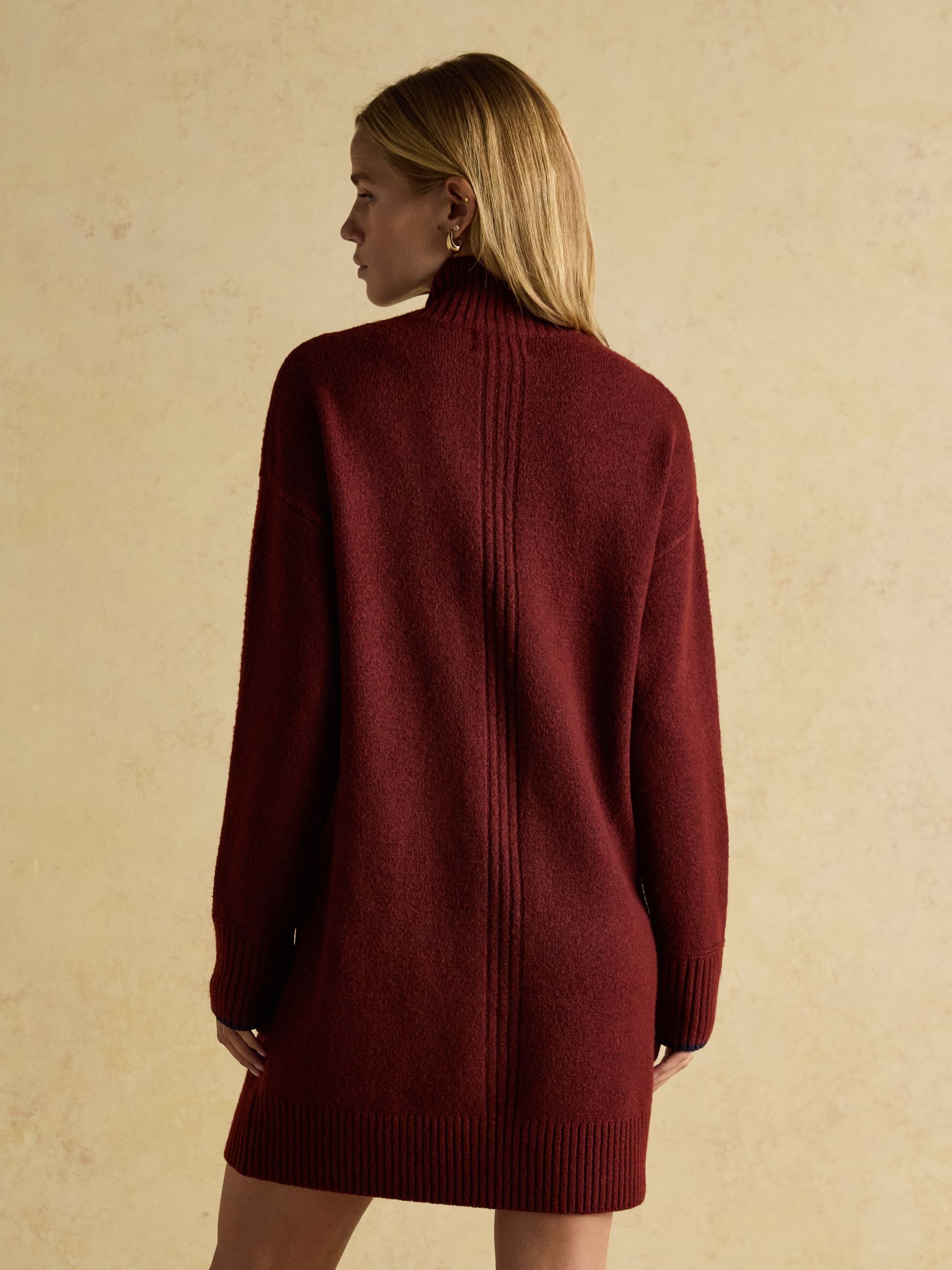 Hailey Wine Red High Neck Knitted Dress - Image 2 of 9 Hailey Wine Red High Neck Knitted Dress - Image 2 of 9