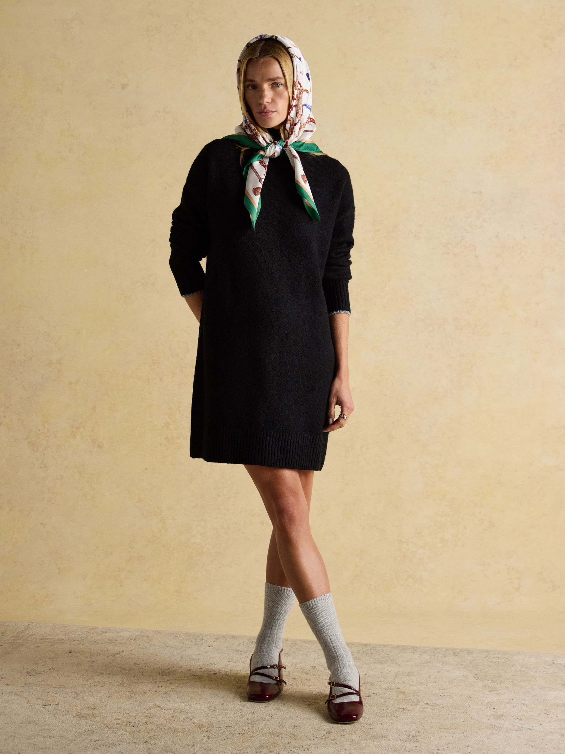 Hailey Black High Neck Knitted Dress - Image 3 of 8