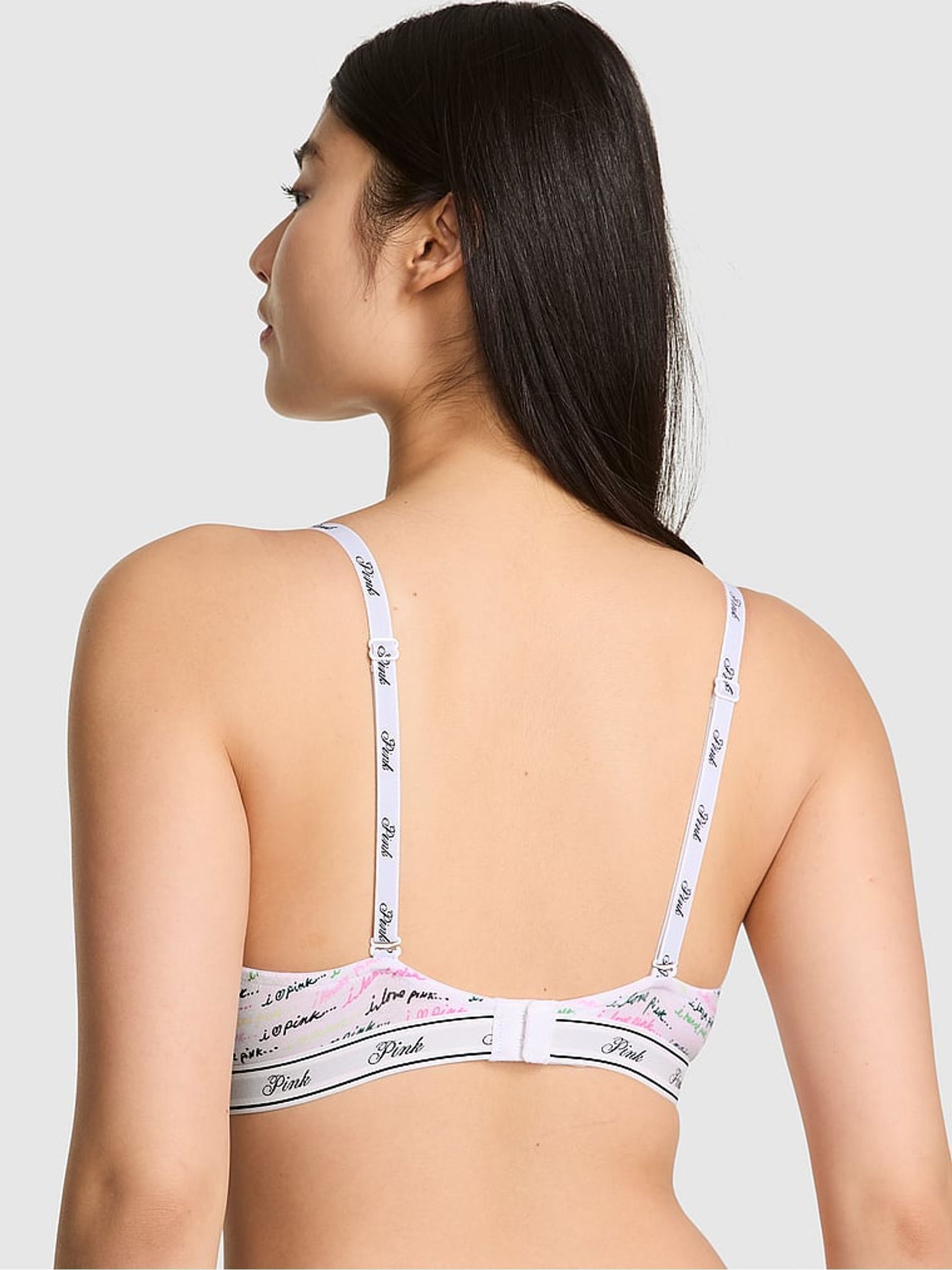 White Script Print Push Up Bra - Image 2 of 3