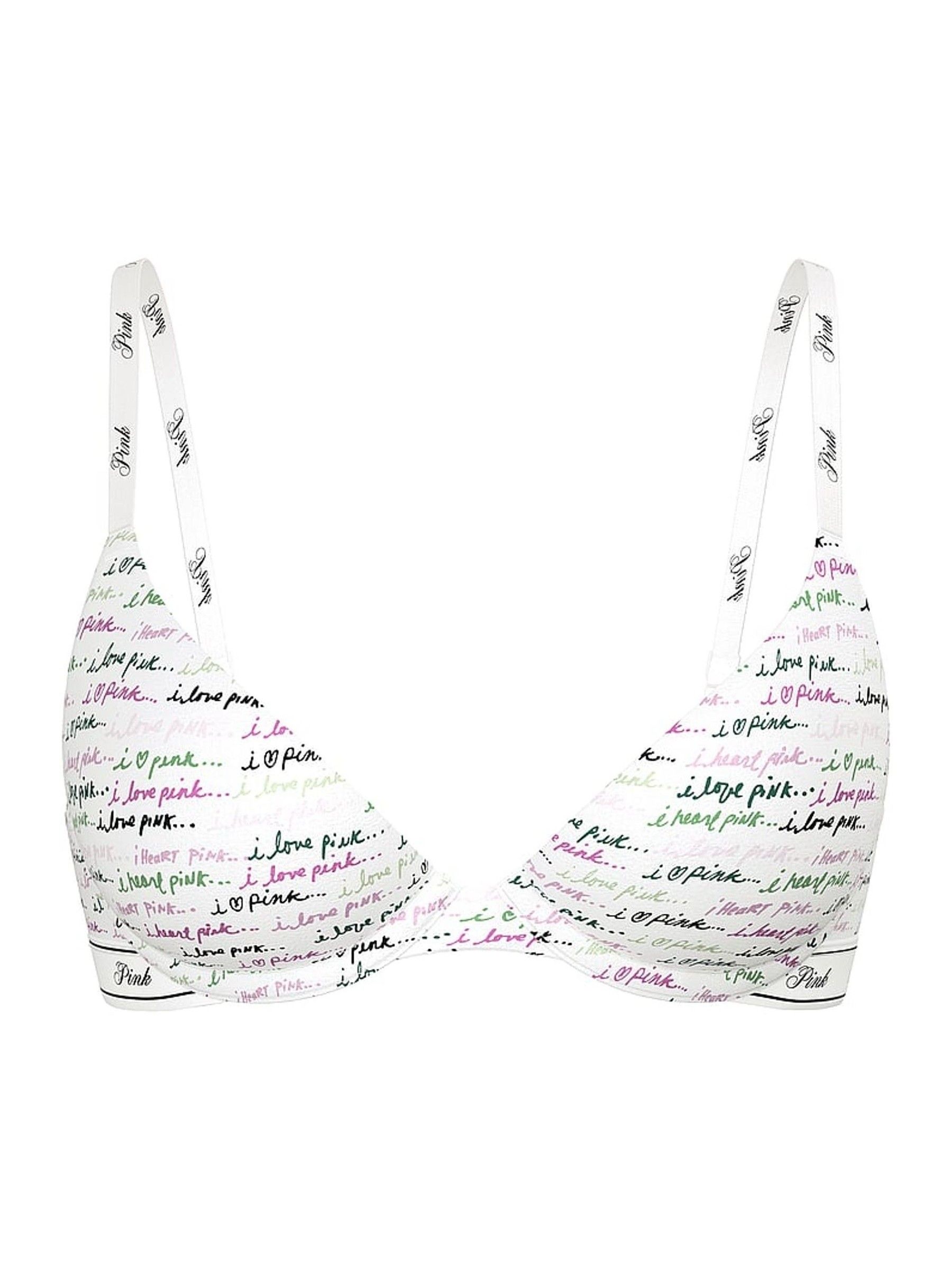 White Script Print Push Up Bra - Image 3 of 3