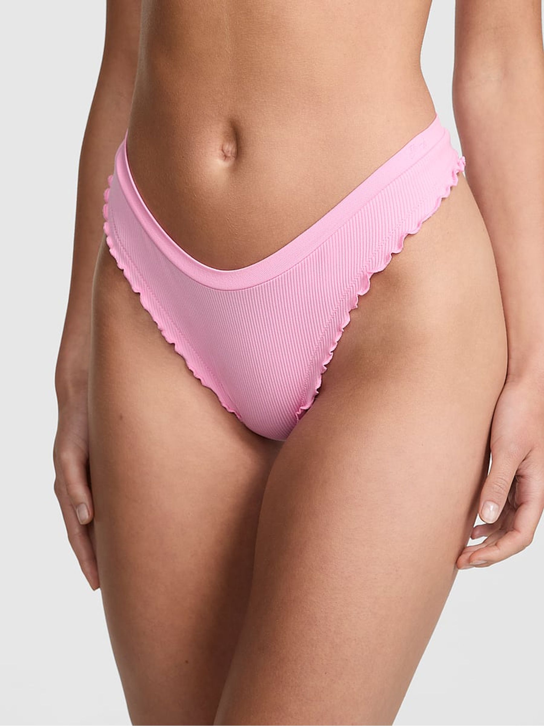 Pink Lollipop Mini Scoop Thong Seamless Lettuce Edge Knickers - Image 1 of 3