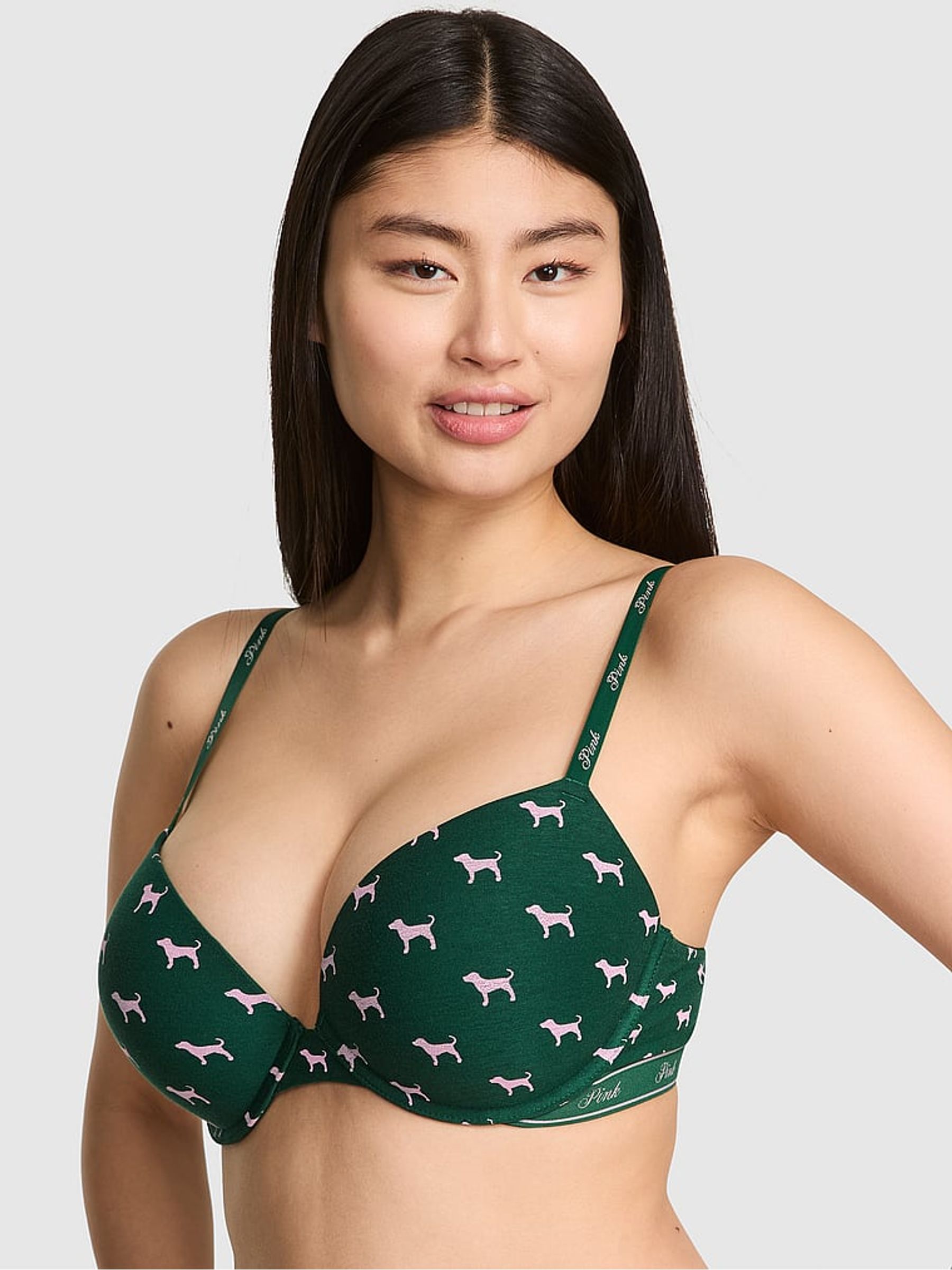 Jaguar Green Super Push Up Cotton Logo Bra - Image 1 of 3