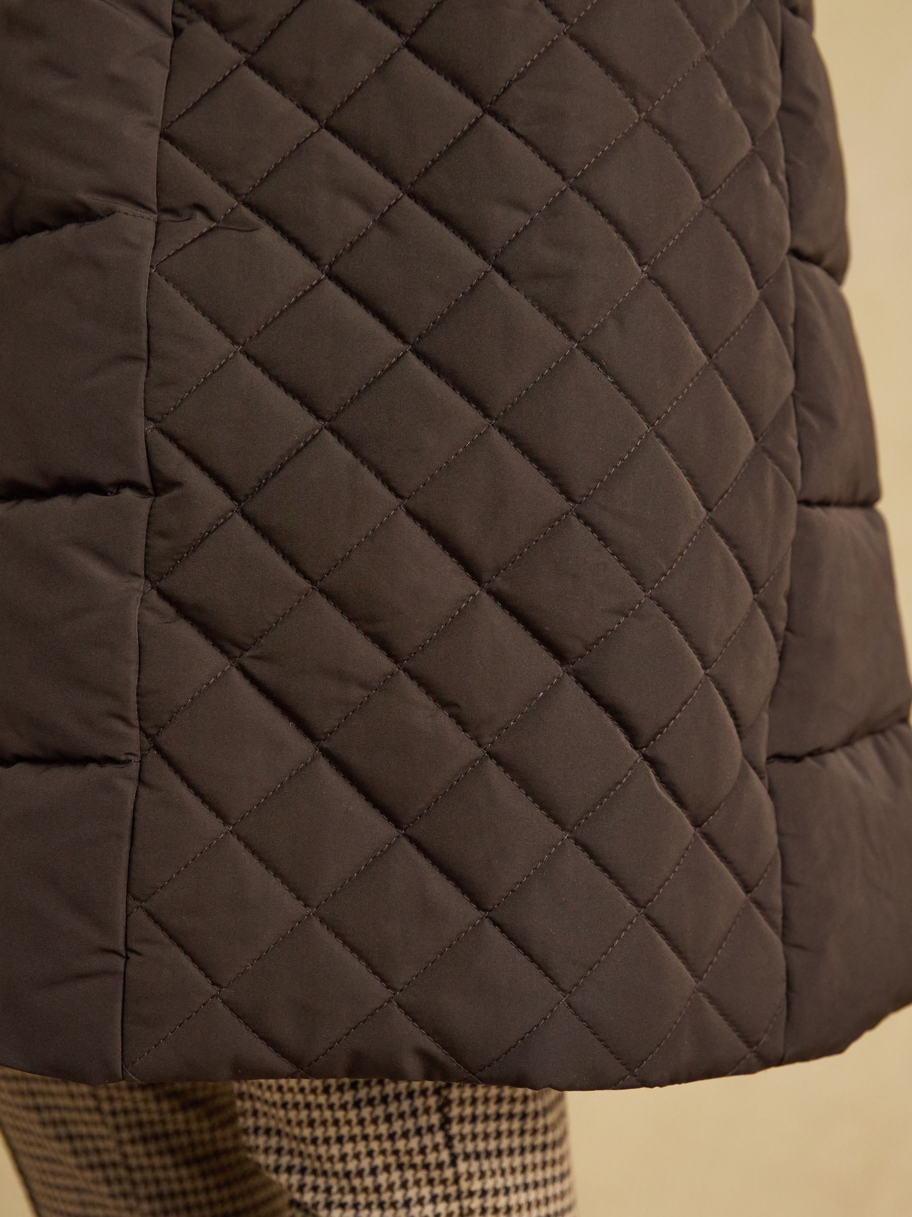 Aspen Brown Showerproof Longline Padded Coat with Faux Fur Hood - Image 7 of 13