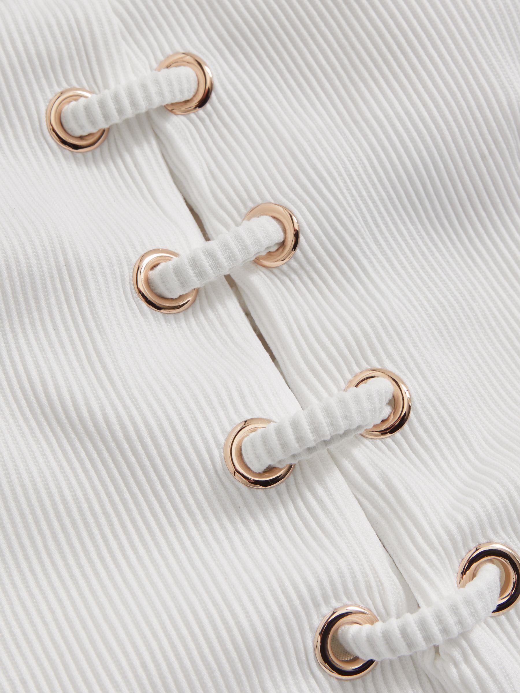 Ribbed Lace-Up Swimsuit in White - image 5
