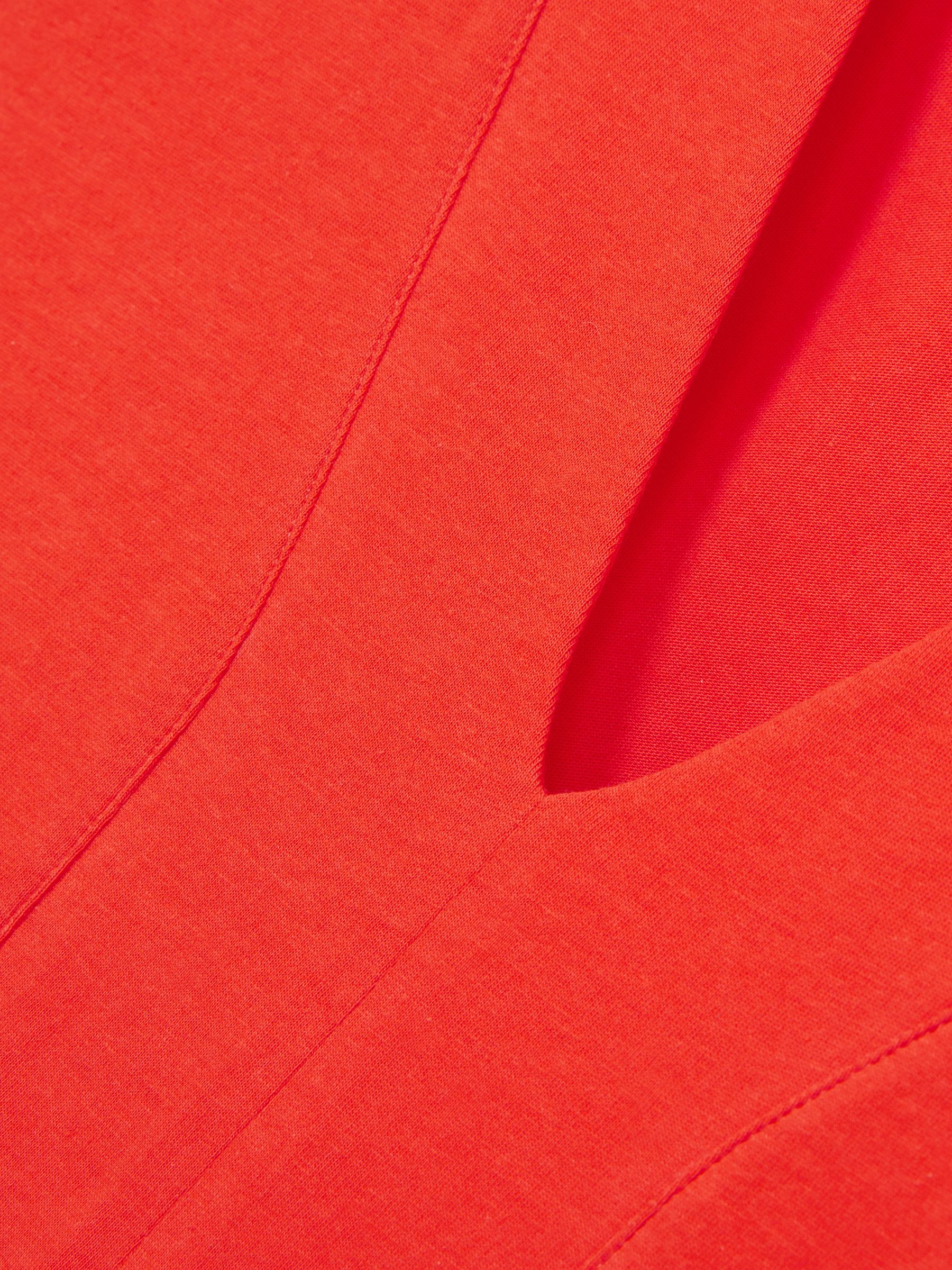 Shoulder-Pad 100% Cotton V-Neck Top in Coral - Image 5 of 5