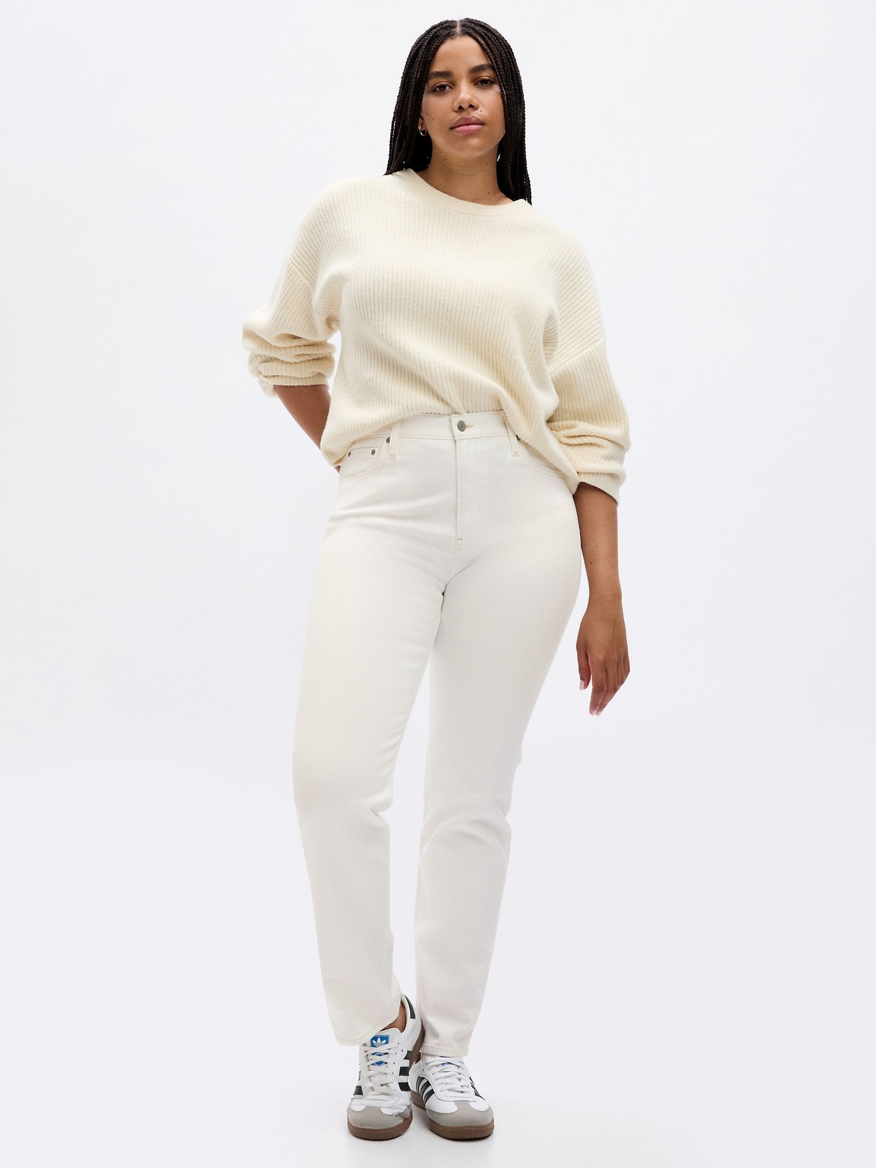 Off White High Waisted 90s Straight Jeans - Image 8 of 10