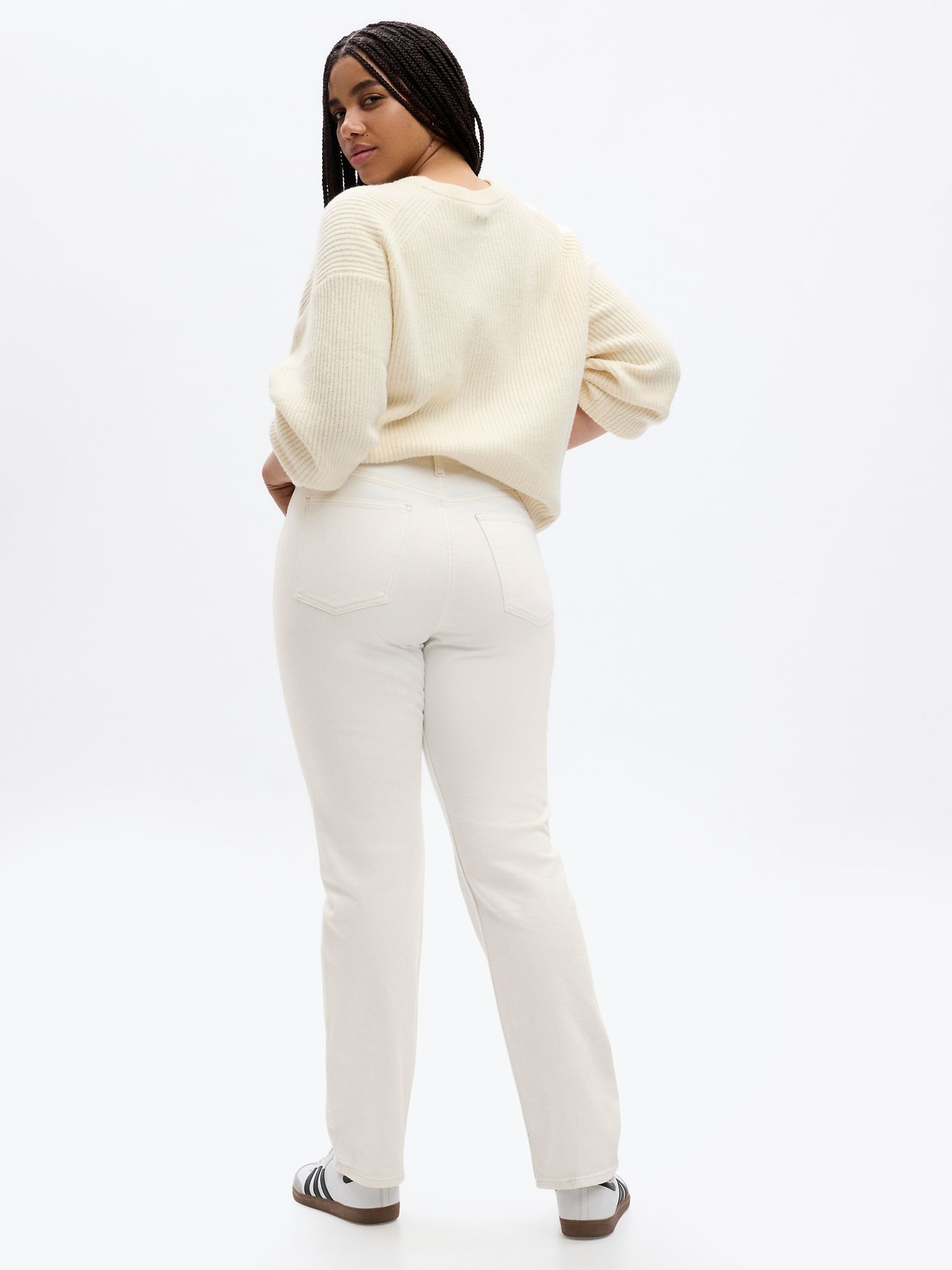 Off White High Waisted 90s Straight Jeans - Image 9 of 10