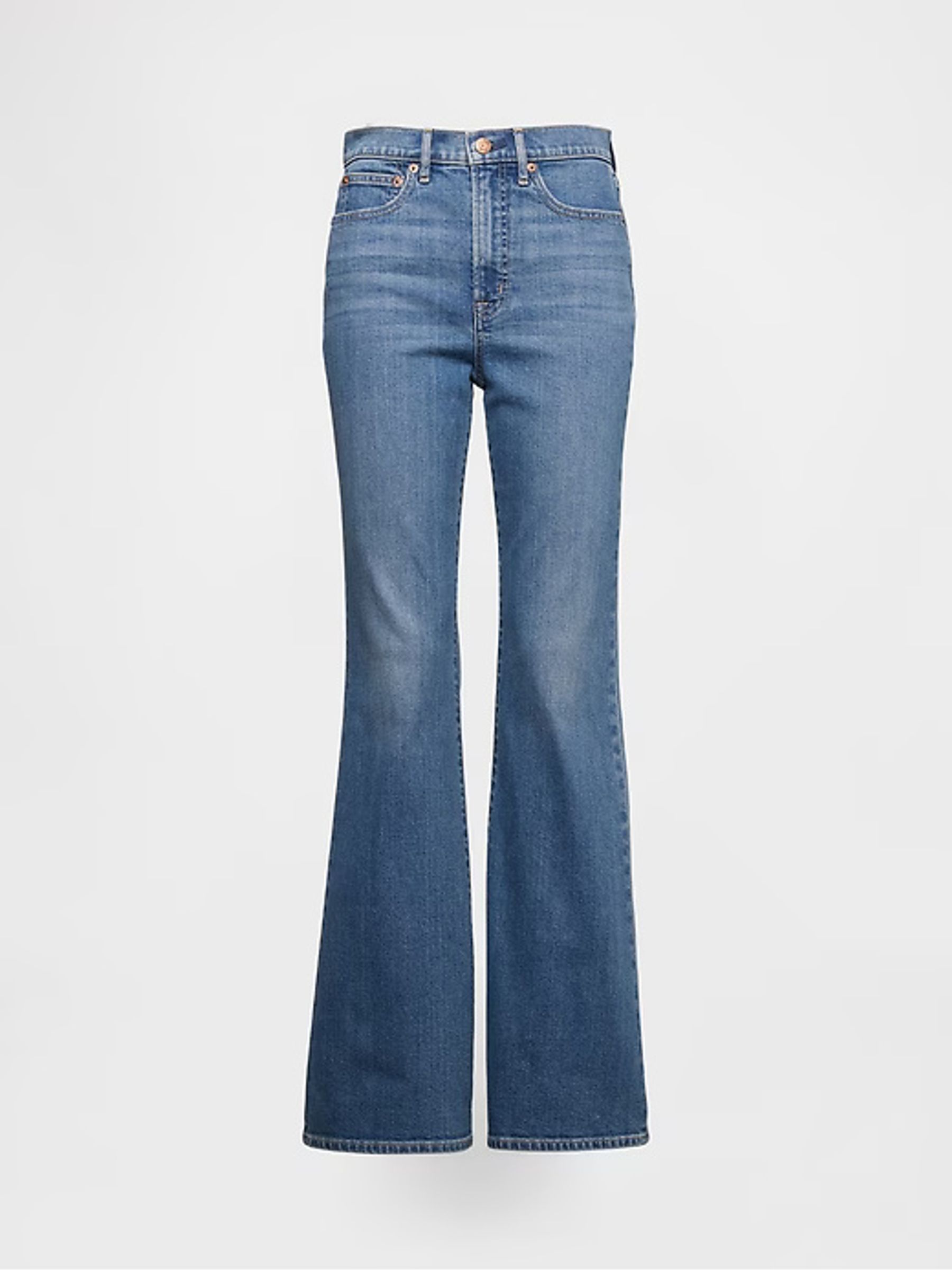 Blue High Waisted 70s Flare Jeans - Image 6 of 7