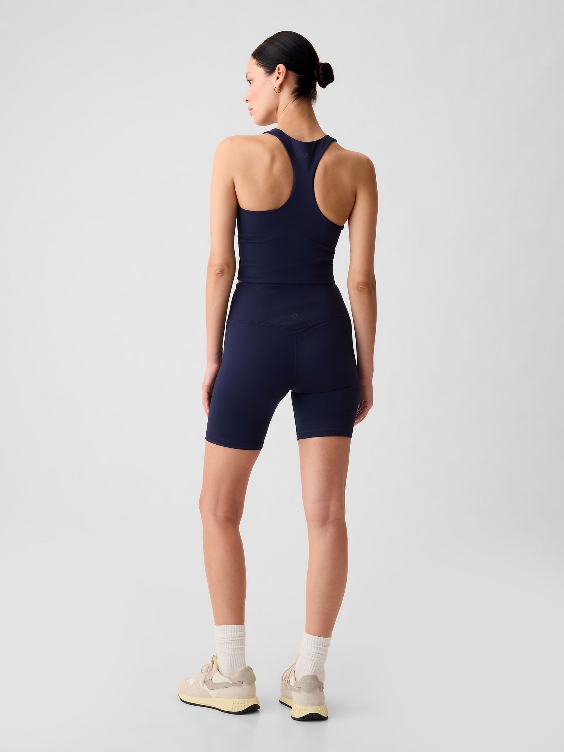 Navy Blue Cropped Sports Bra Tank Top - Image 2 of 5