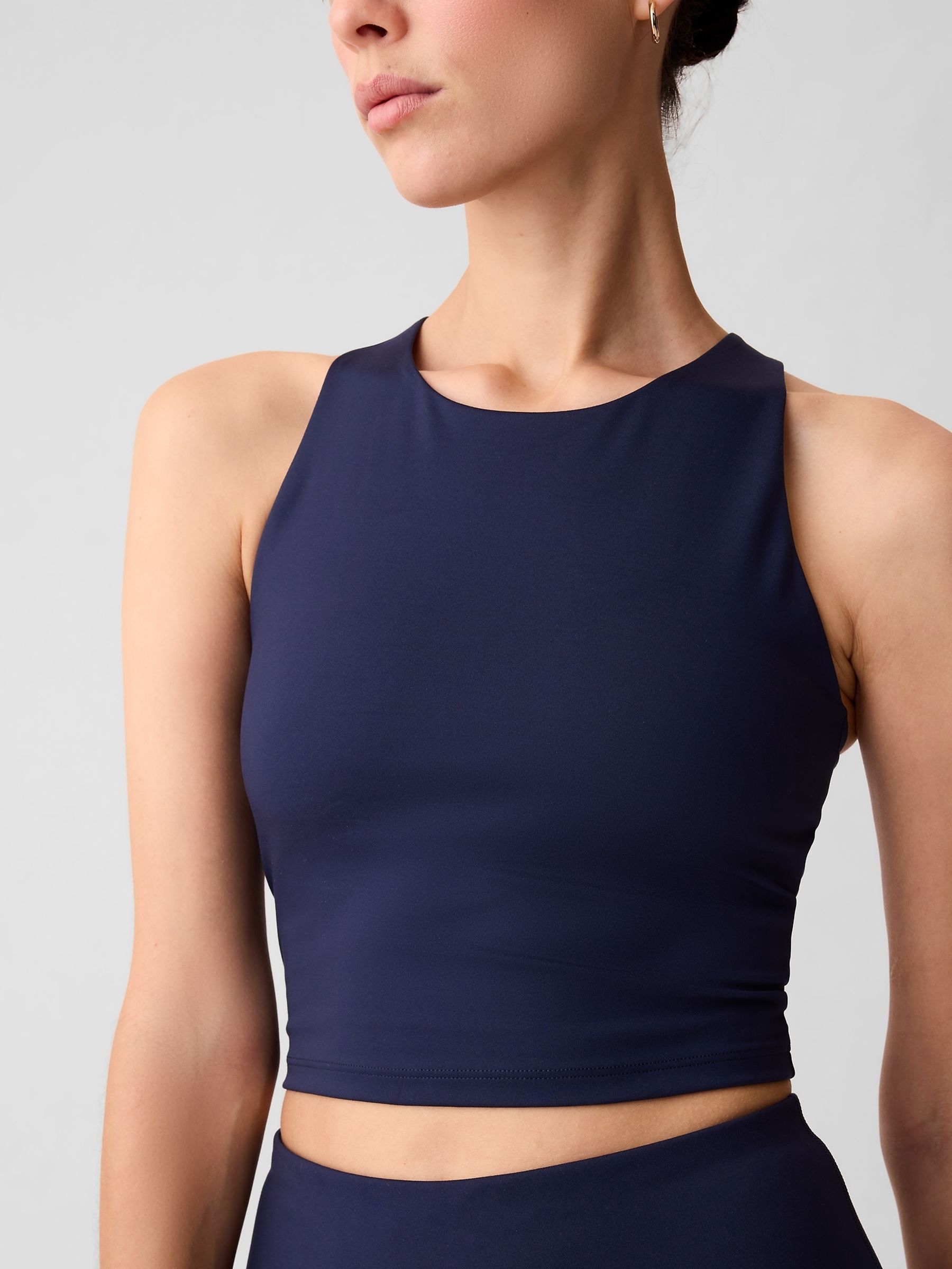Navy Blue Cropped Sports Bra Tank Top - Image 3 of 5