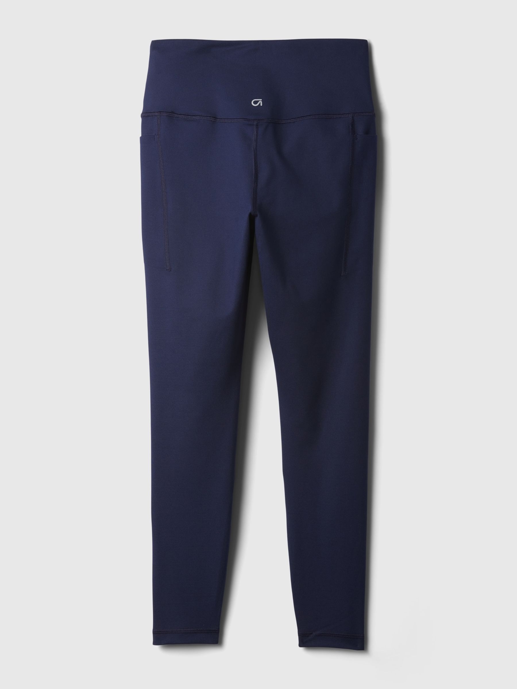 Navy Blue 7/8 Length High Waisted Power Stretch Leggings - Image 3 of 4