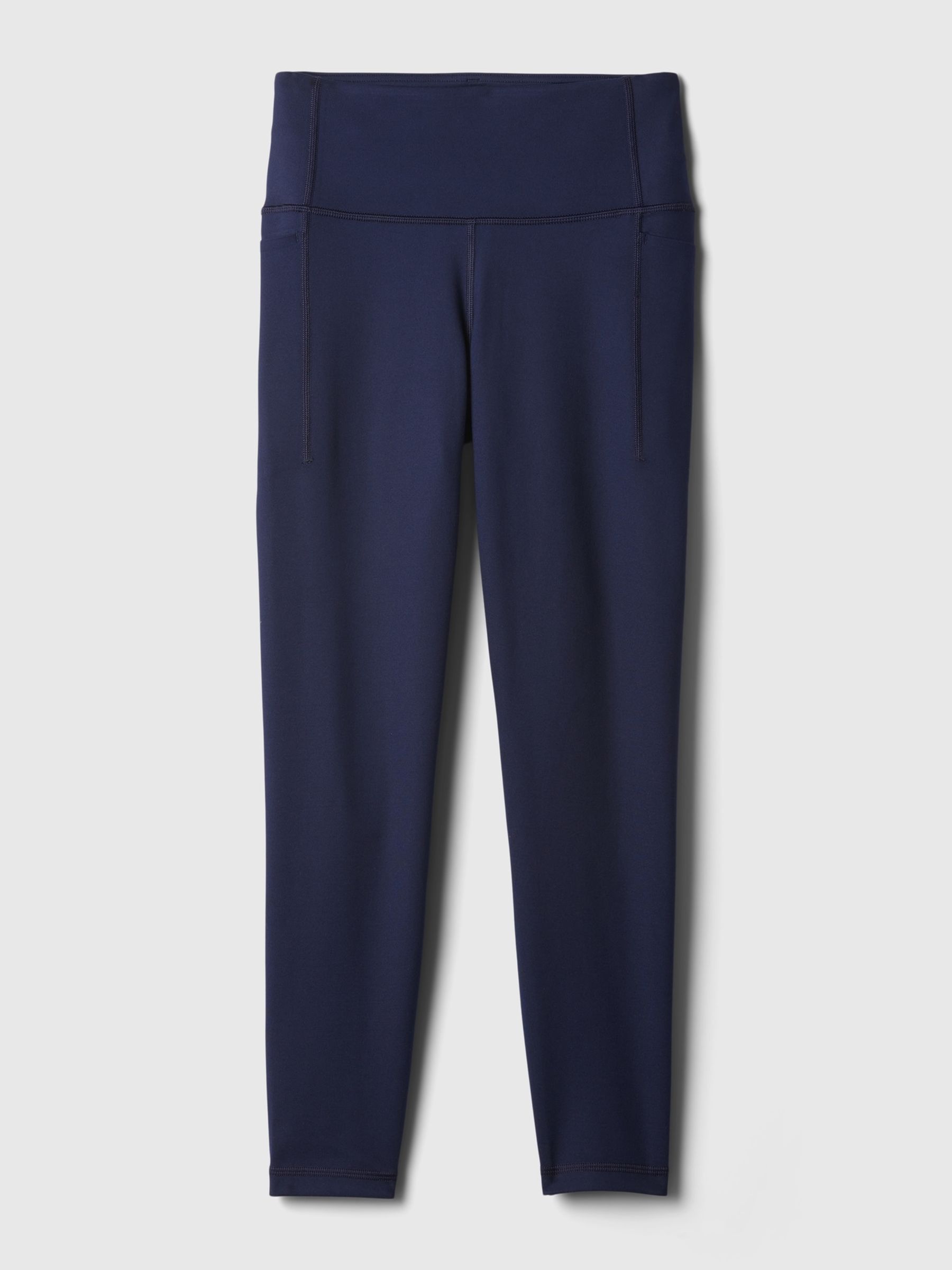 Navy Blue 7/8 Length High Waisted Power Stretch Leggings - Image 4 of 4