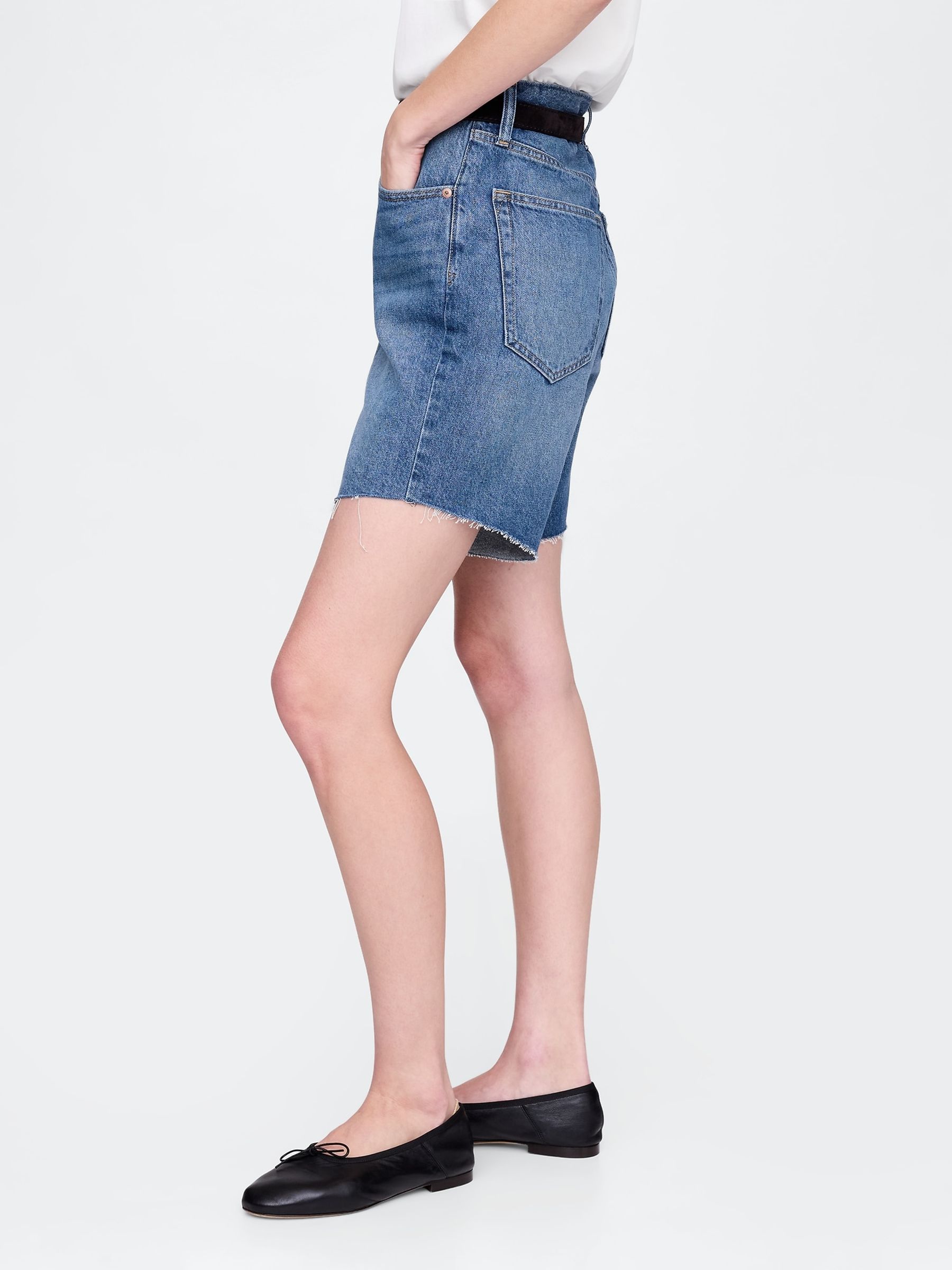Blue Mid Rise 90s Loose Denim Bermuda Shorts - Image 3 of 5