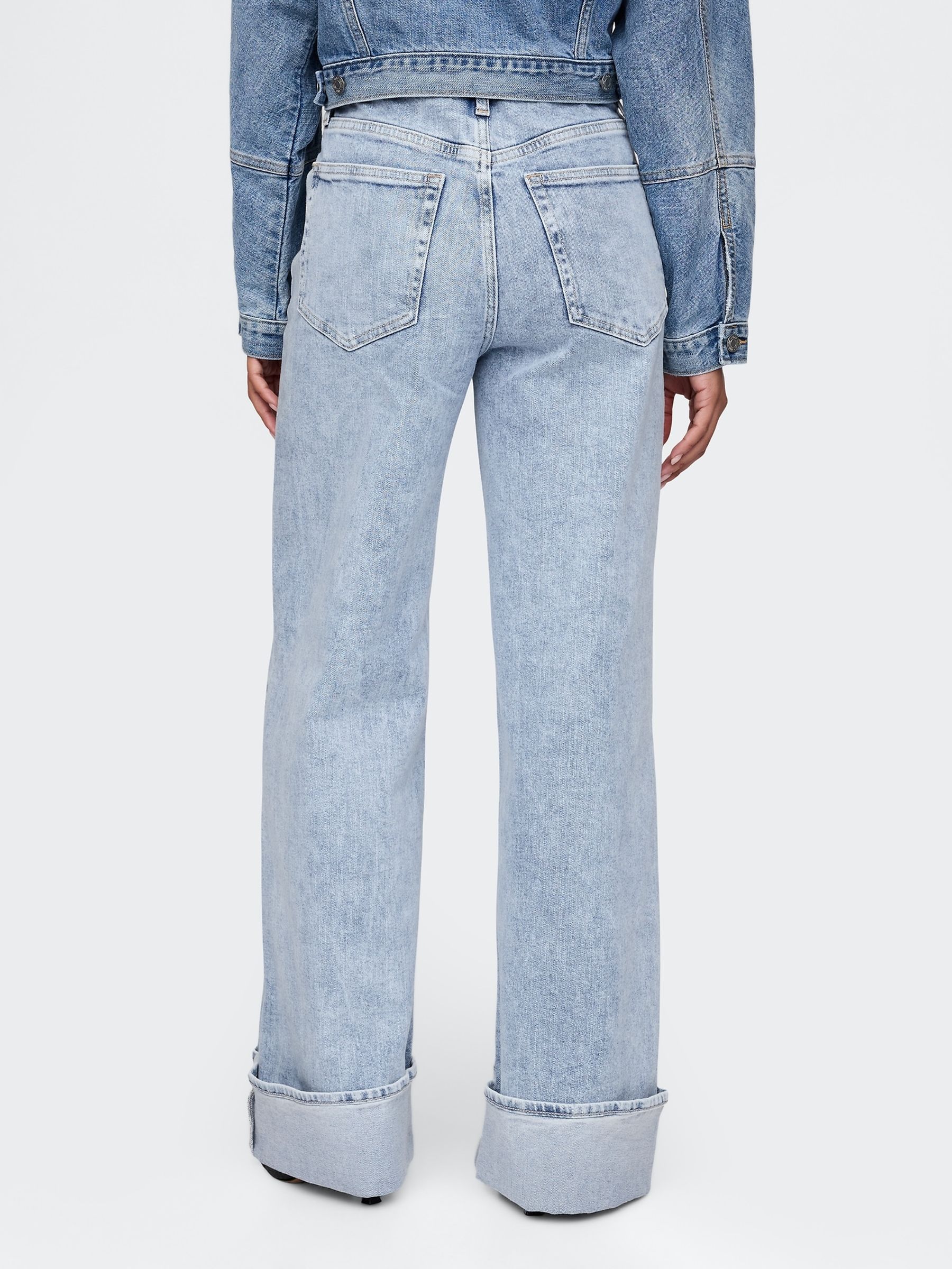 Blue High Waisted Stride Cuffed Wide-Leg Jeans - Image 2 of 6