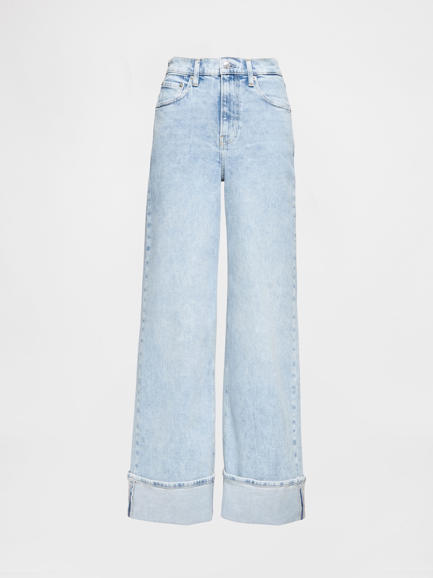 Blue High Waisted Stride Cuffed Wide-Leg Jeans - Image 5 of 6