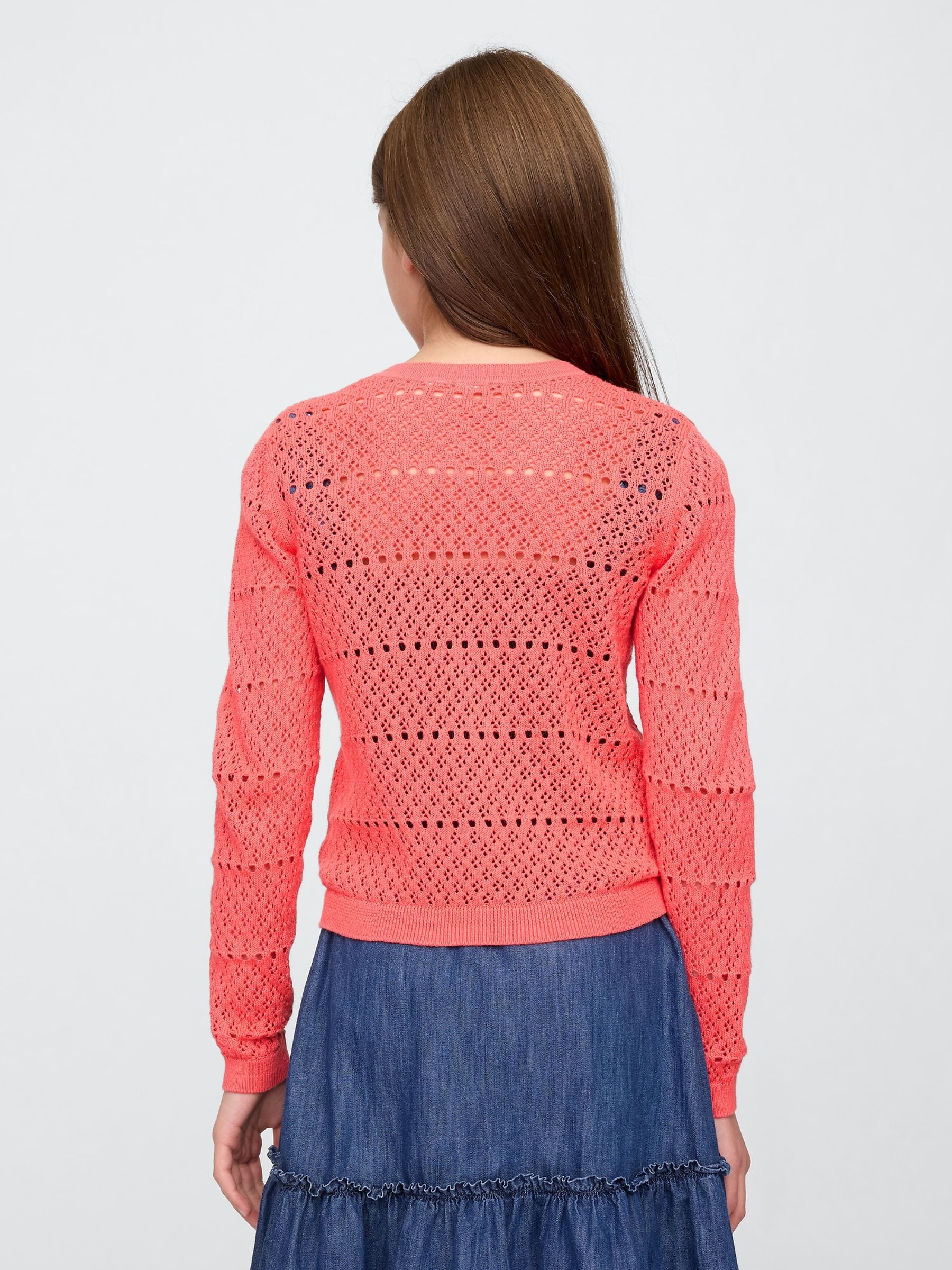Red Pointelle Crochet Cardigan (4-13yrs) - Image 2 of 5