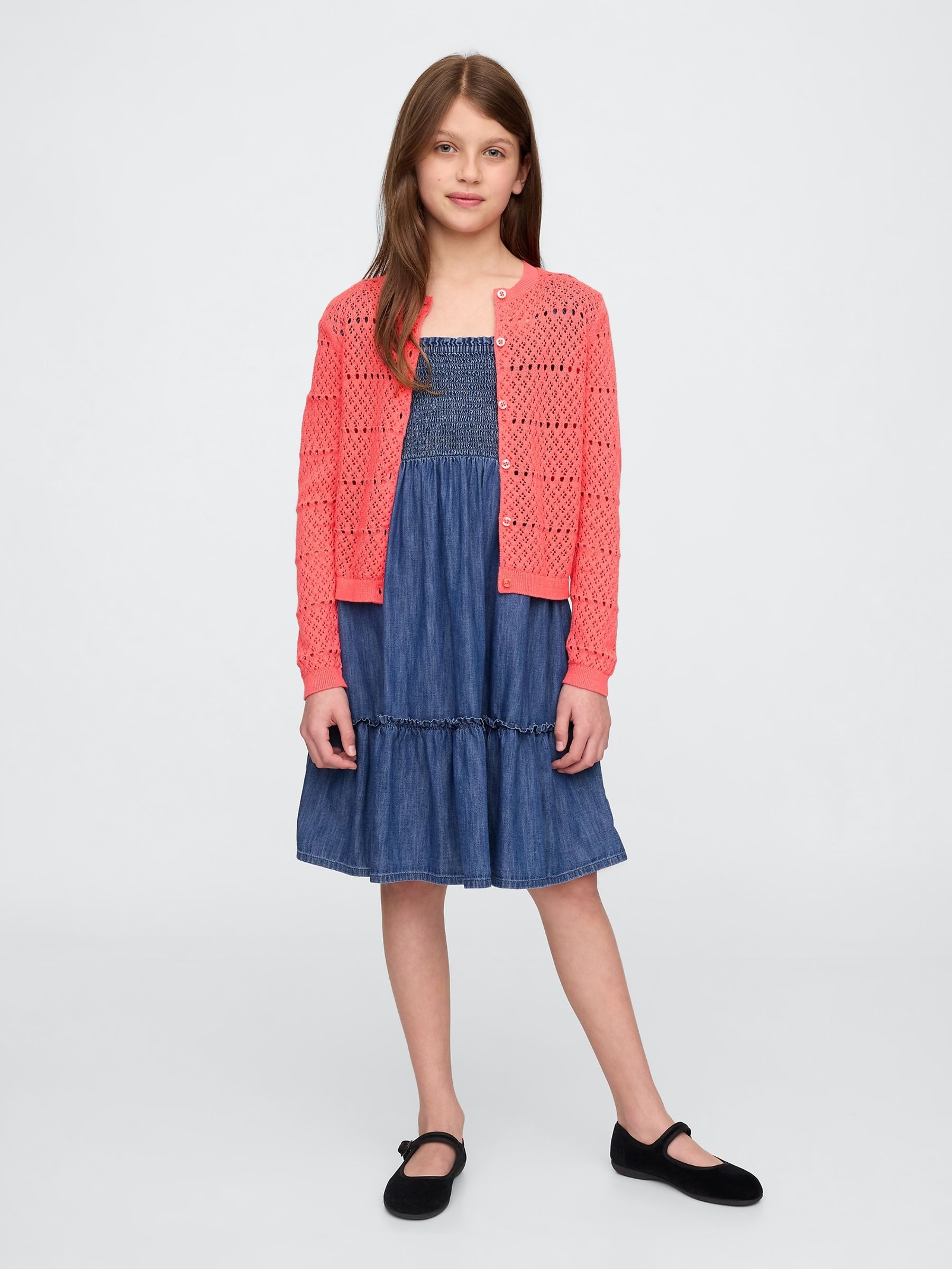 Red Pointelle Crochet Cardigan (4-13yrs) - Image 3 of 5