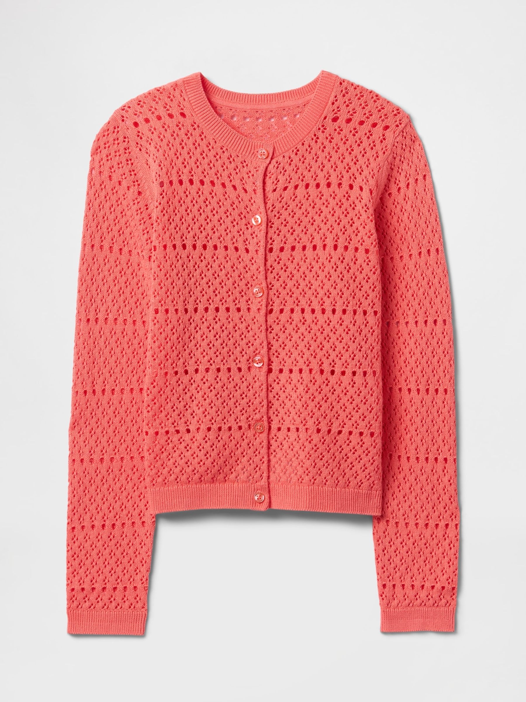 Red Pointelle Crochet Cardigan (4-13yrs) - Image 4 of 5