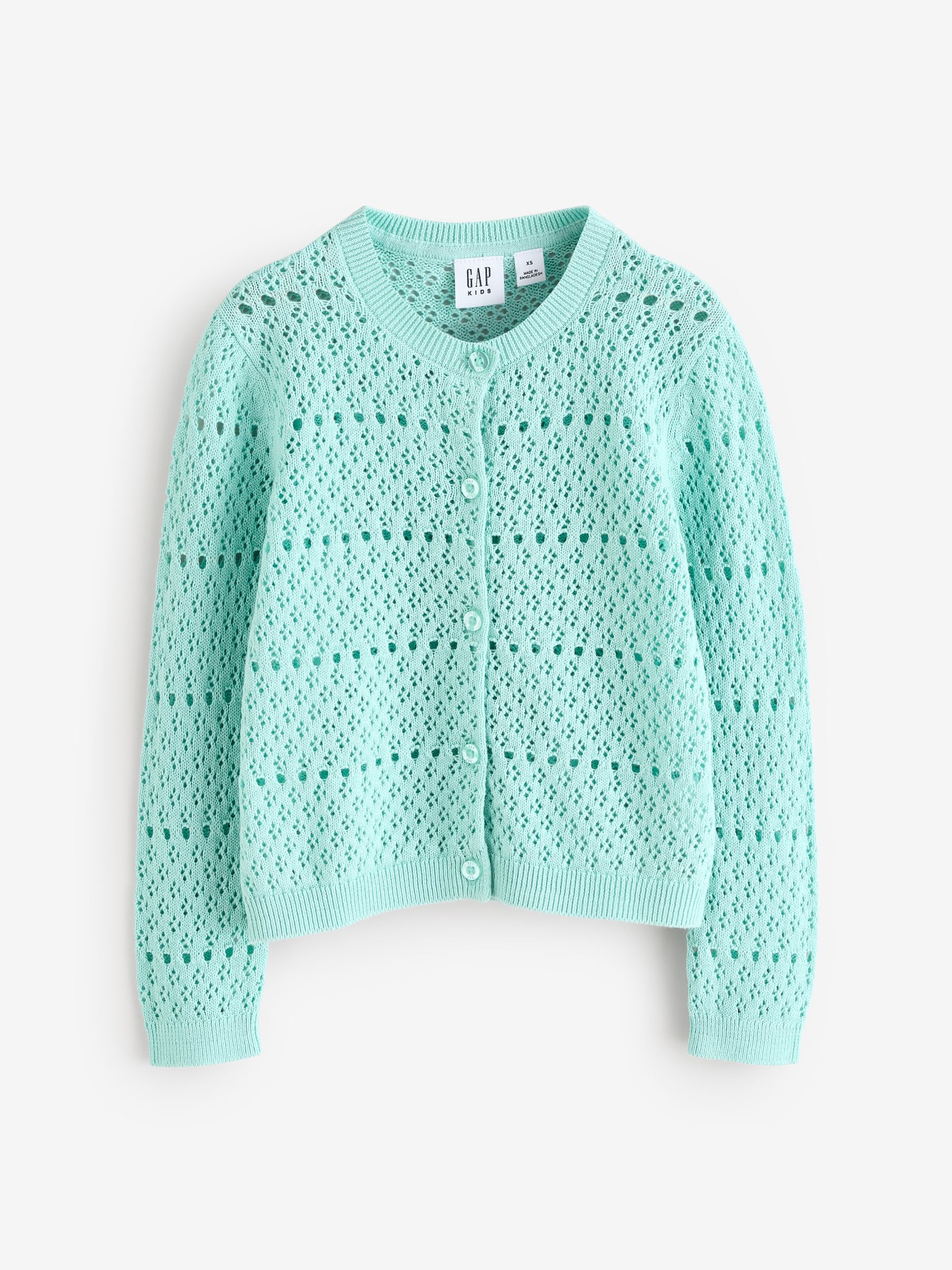 Blue Pointelle Crochet Cardigan (4-13yrs) - Image 4 of 7