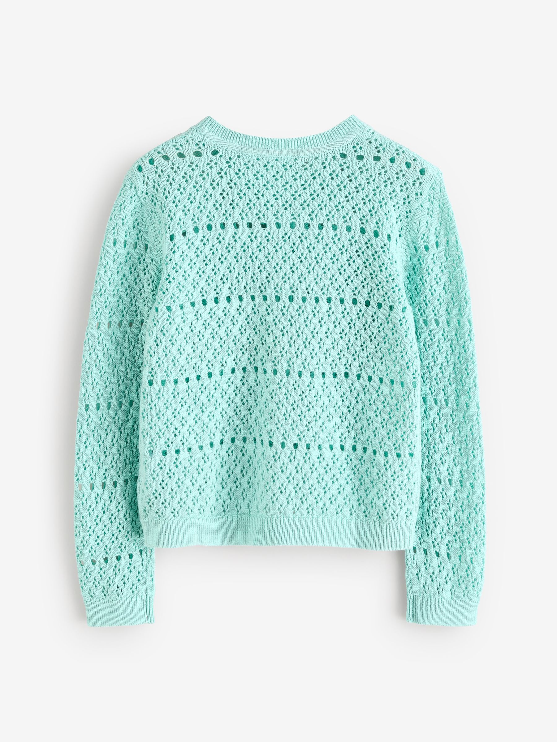 Blue Pointelle Crochet Cardigan (4-13yrs) - Image 5 of 7