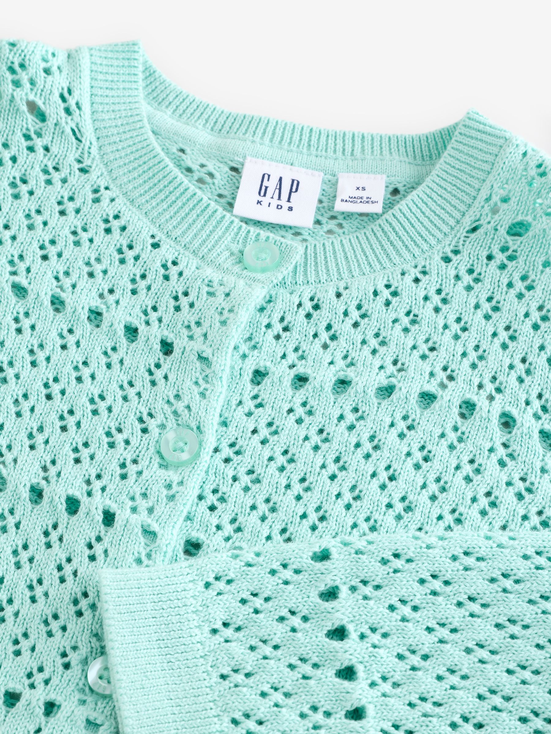 Blue Pointelle Crochet Cardigan (4-13yrs) - Image 6 of 7