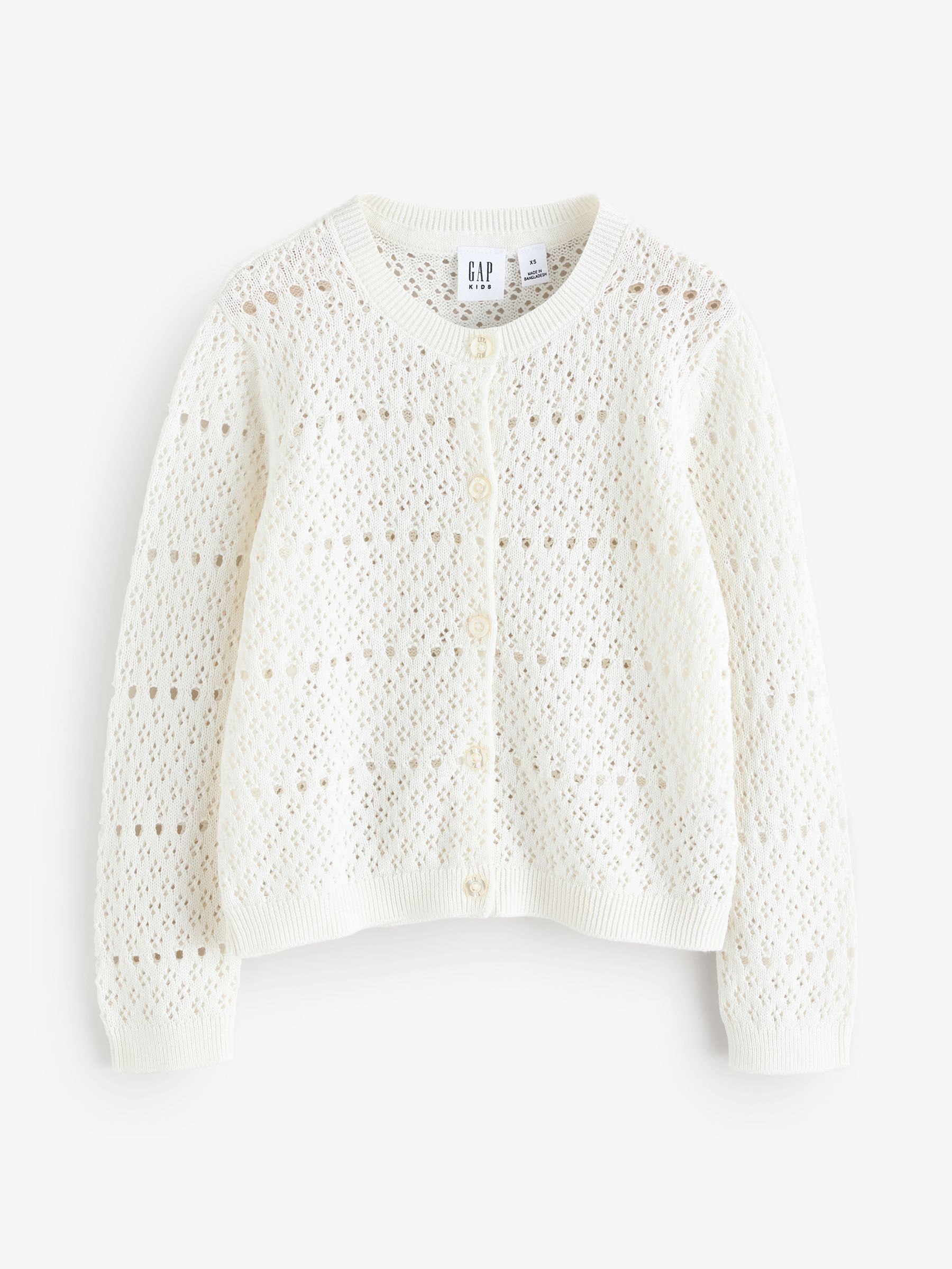 White Pointelle Crochet Cardigan (4-13yrs) - Image 4 of 7