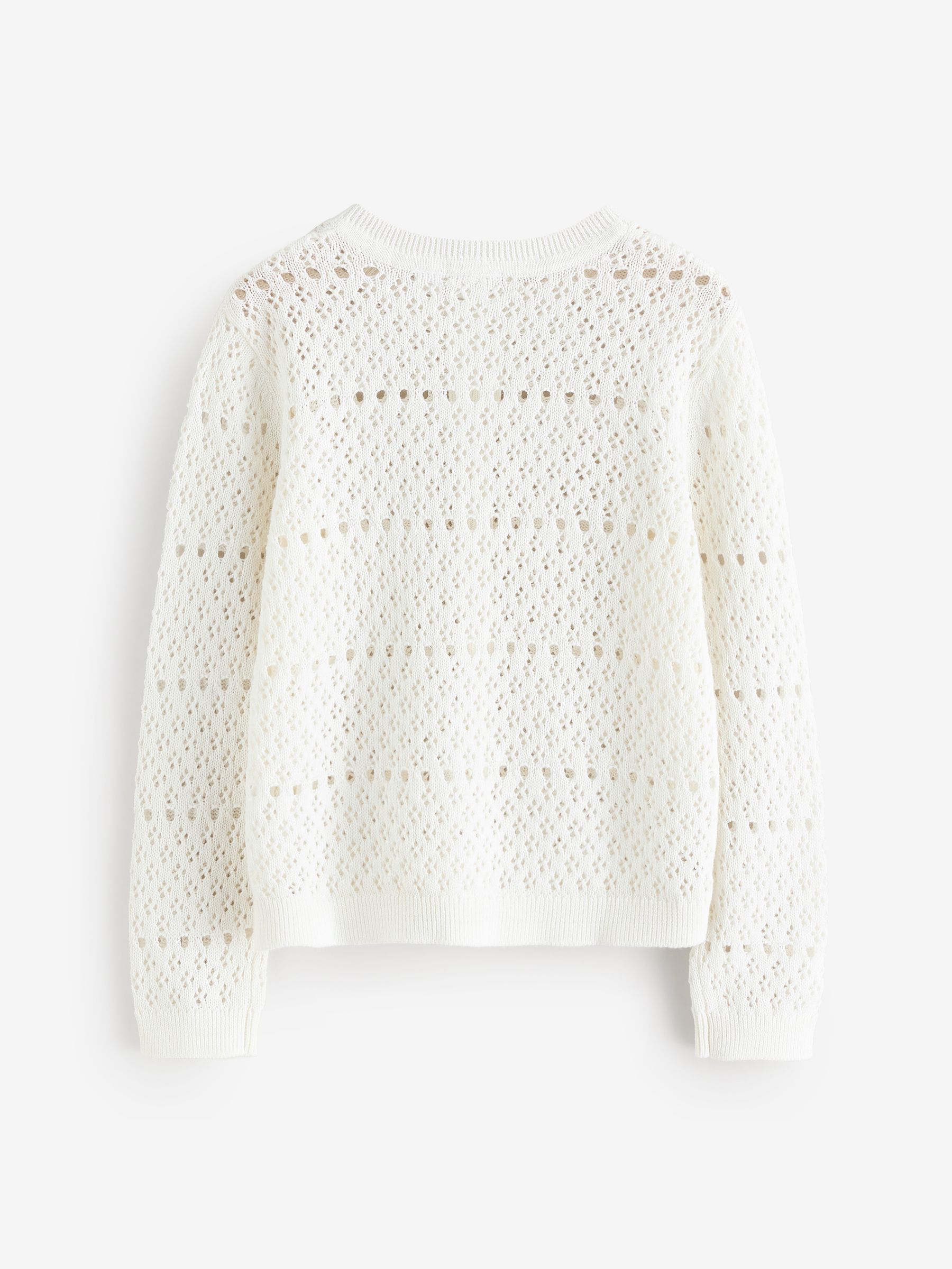 White Pointelle Crochet Cardigan (4-13yrs) - Image 5 of 7