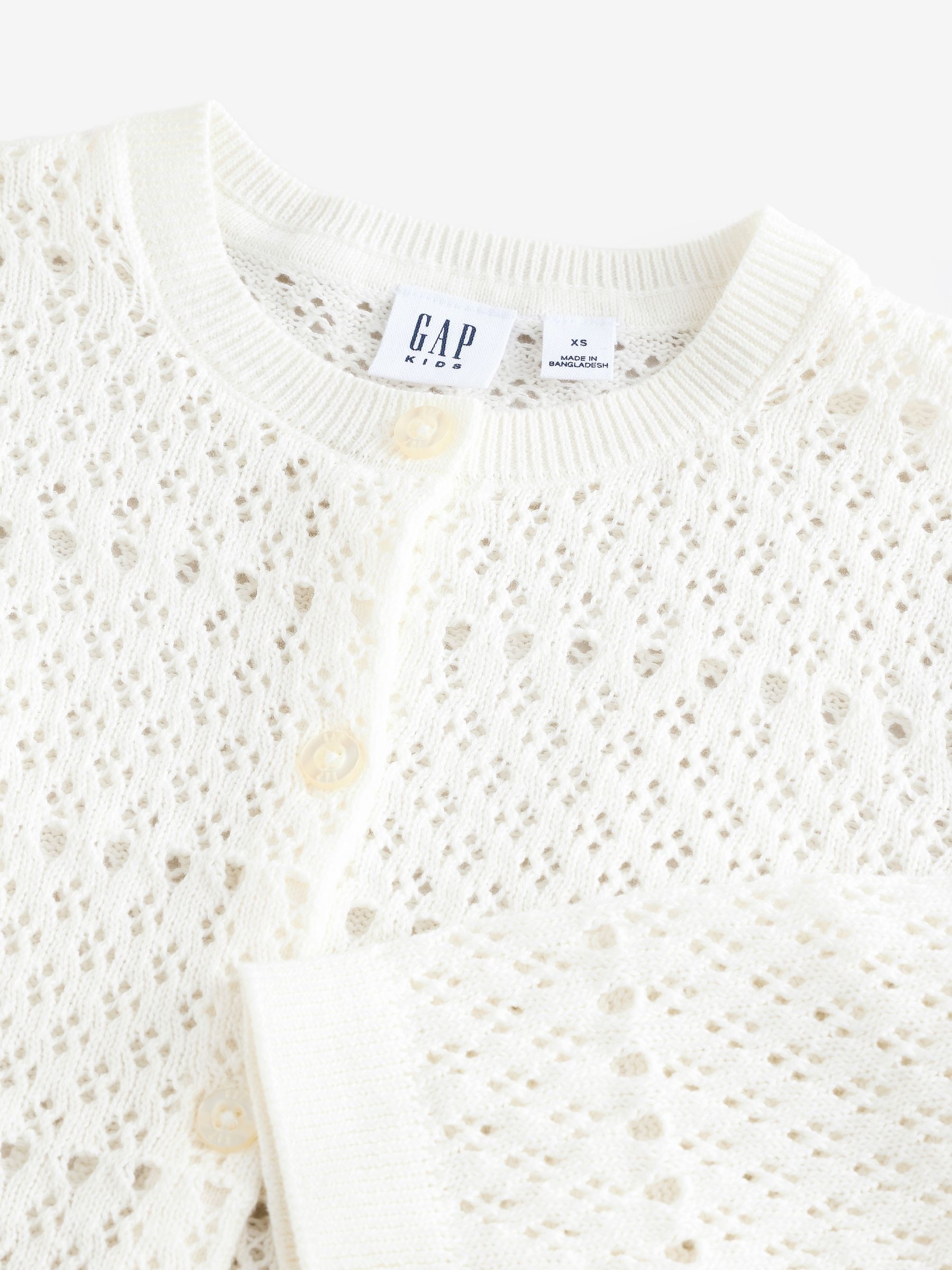 White Pointelle Crochet Cardigan (4-13yrs) - Image 6 of 7
