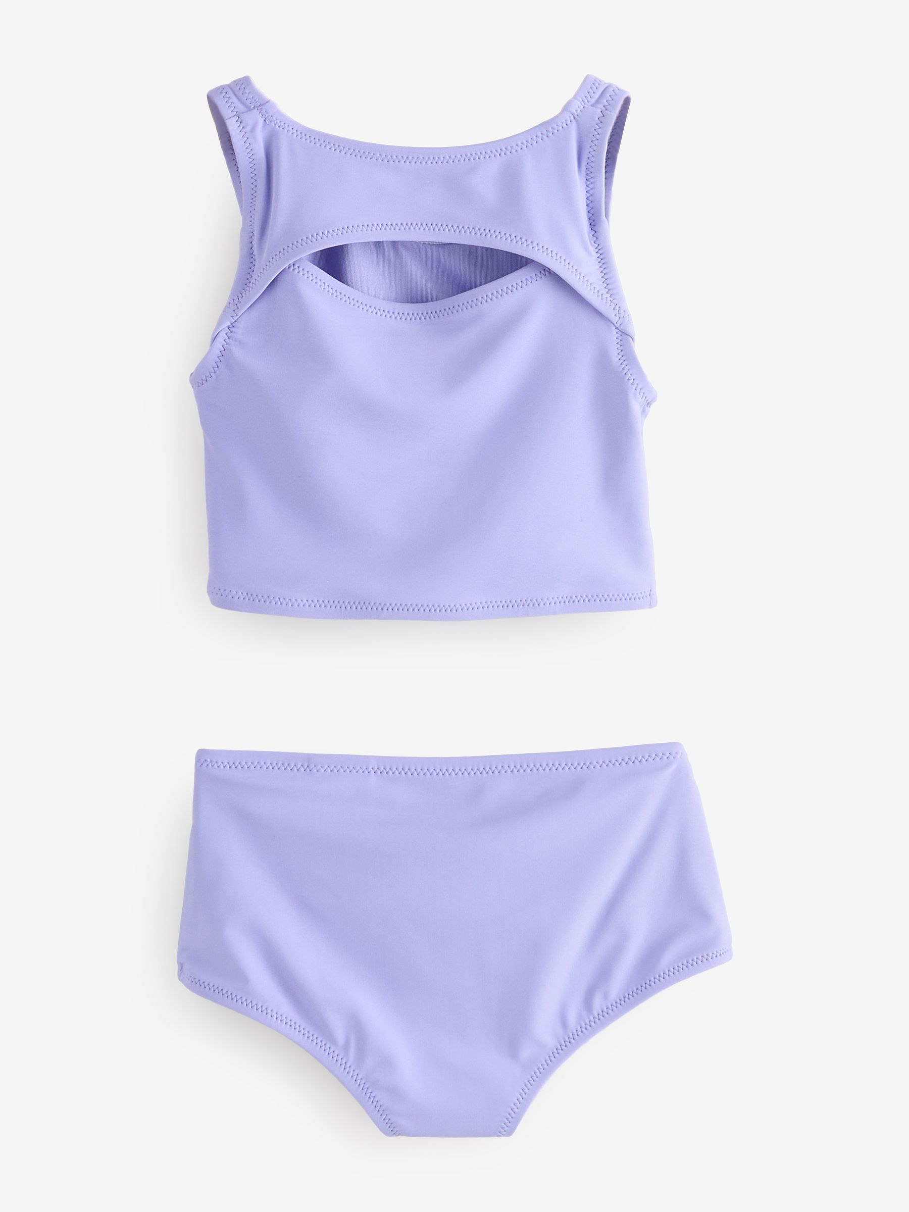 Purple Cutout Tankini Swim Two-Piece (4-13yrs) - Image 2 of 4