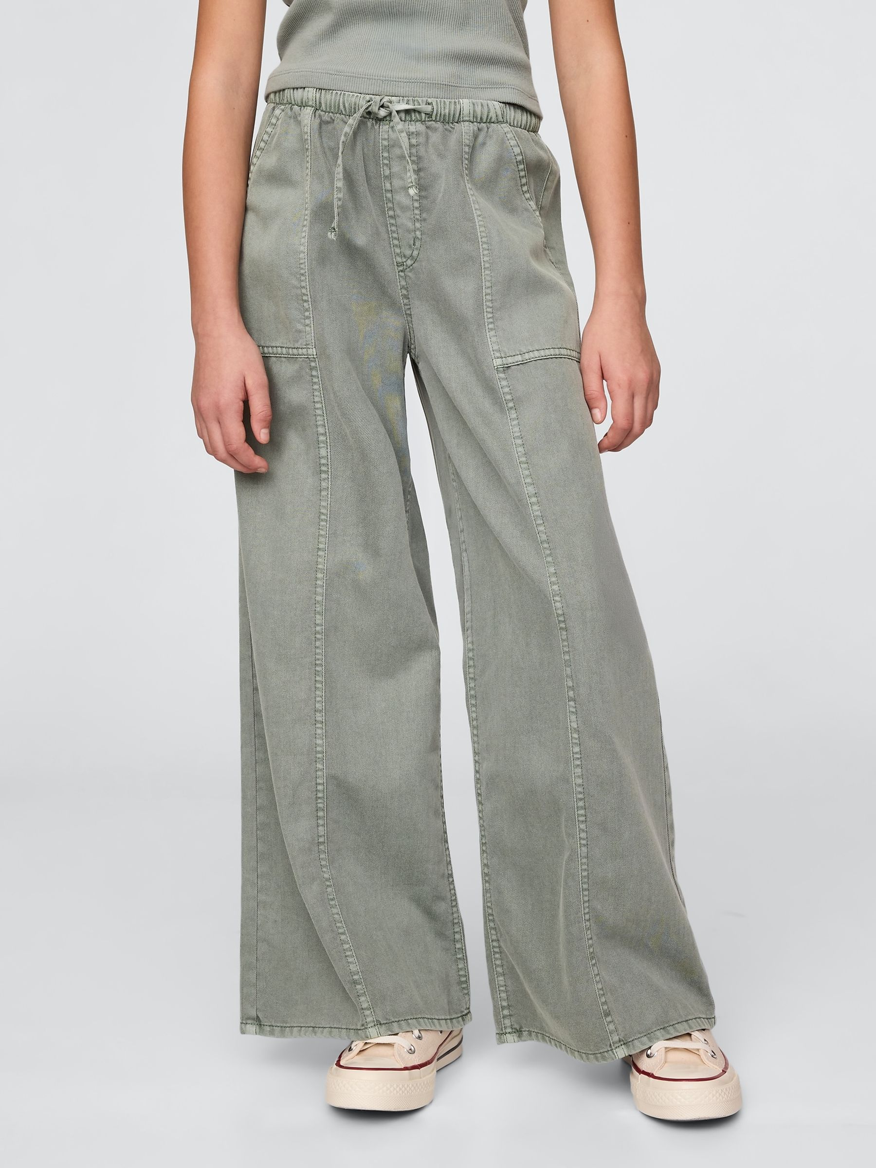 Green Twill Easy Baggy Trousers - Image 1 of 5