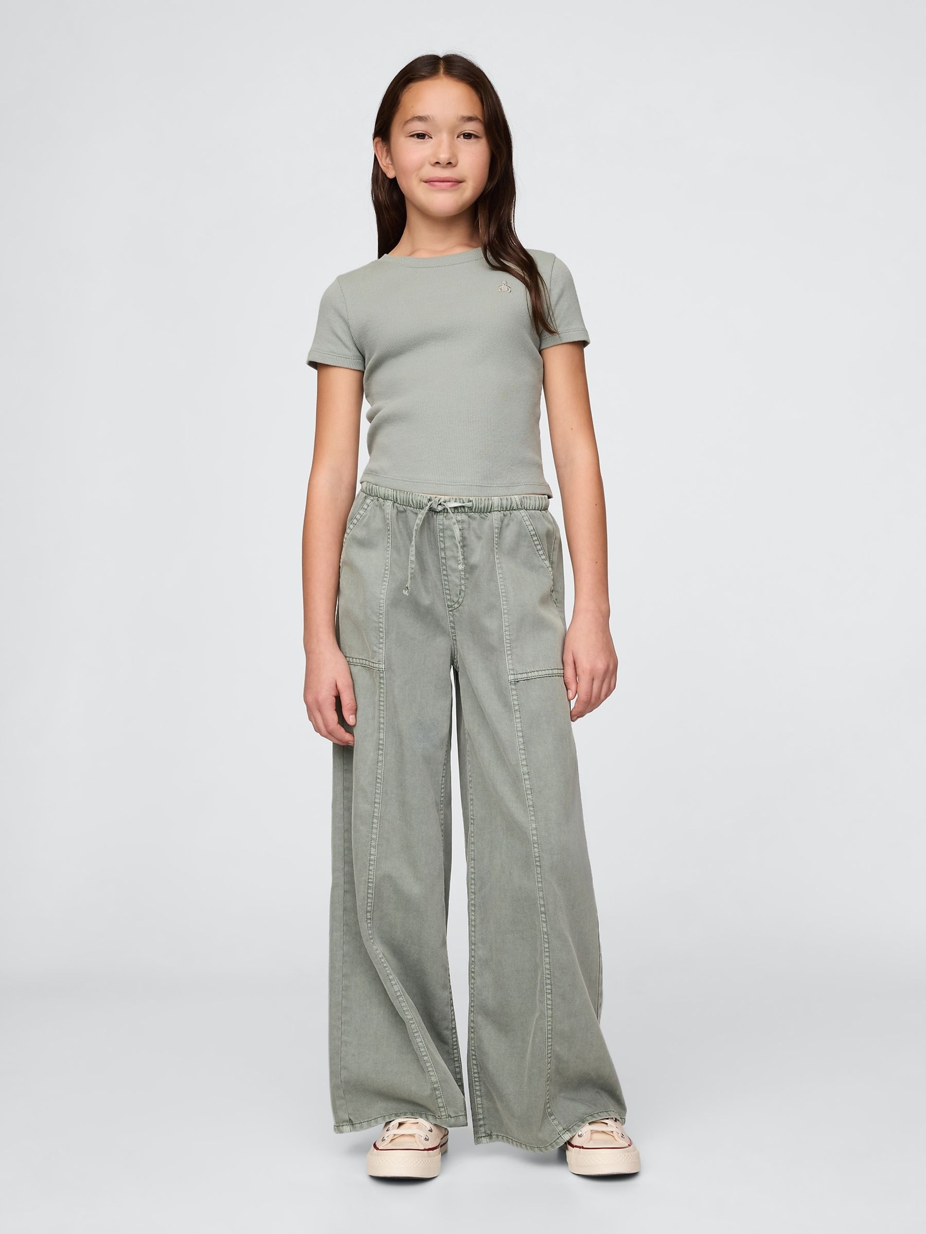 Green Twill Easy Baggy Trousers - Image 3 of 5