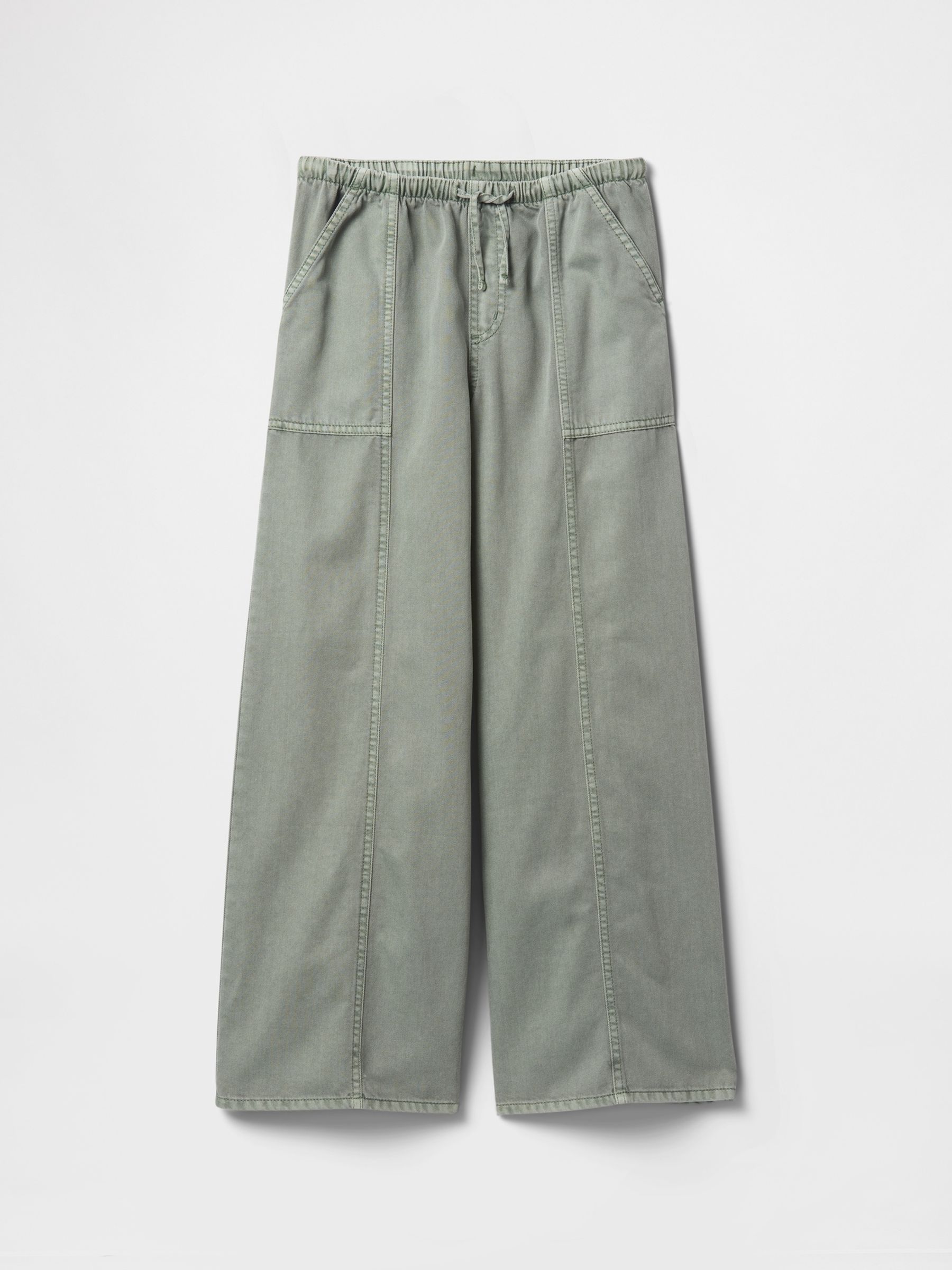 SADE PT24 EASY BAGGY POLY–TROUSERS Green Twill Easy Baggy Trousers