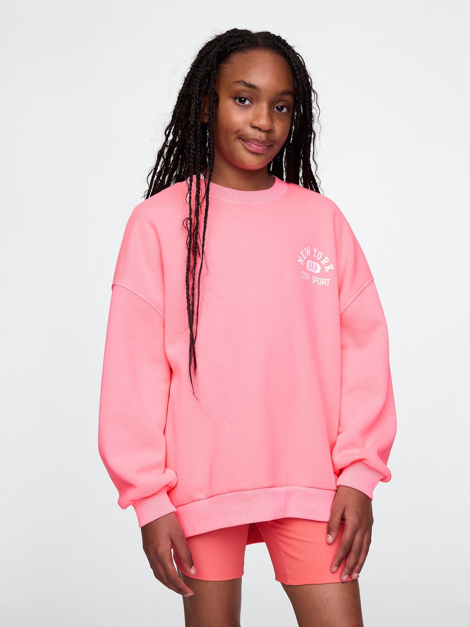 Pink Vintage Soft NYC Logo Tunic Sweatshirt (4-13yrs) - Image 1 of 5