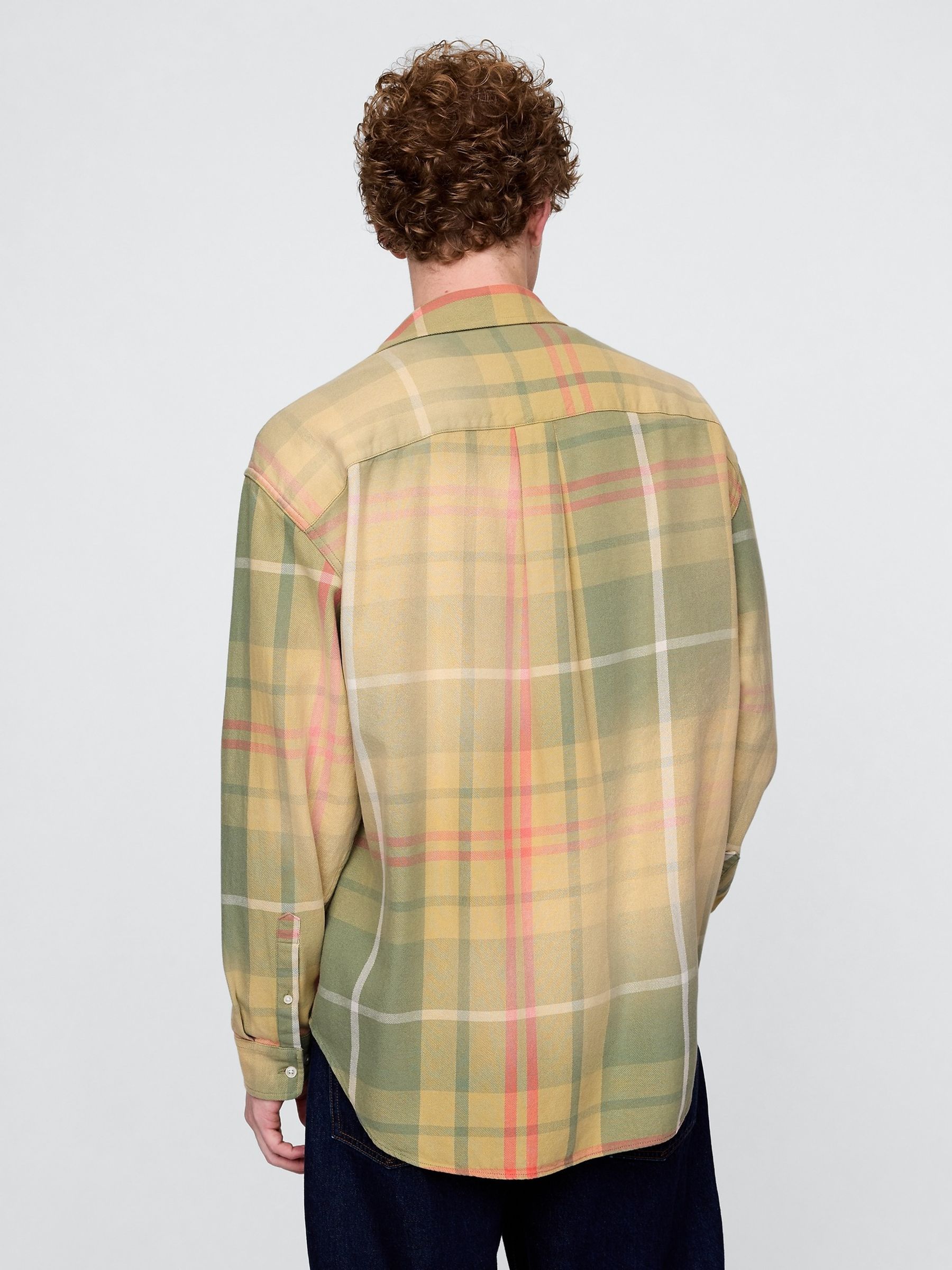 Green Check Cotton Twill Oversized Shirt - Image 2 of 5