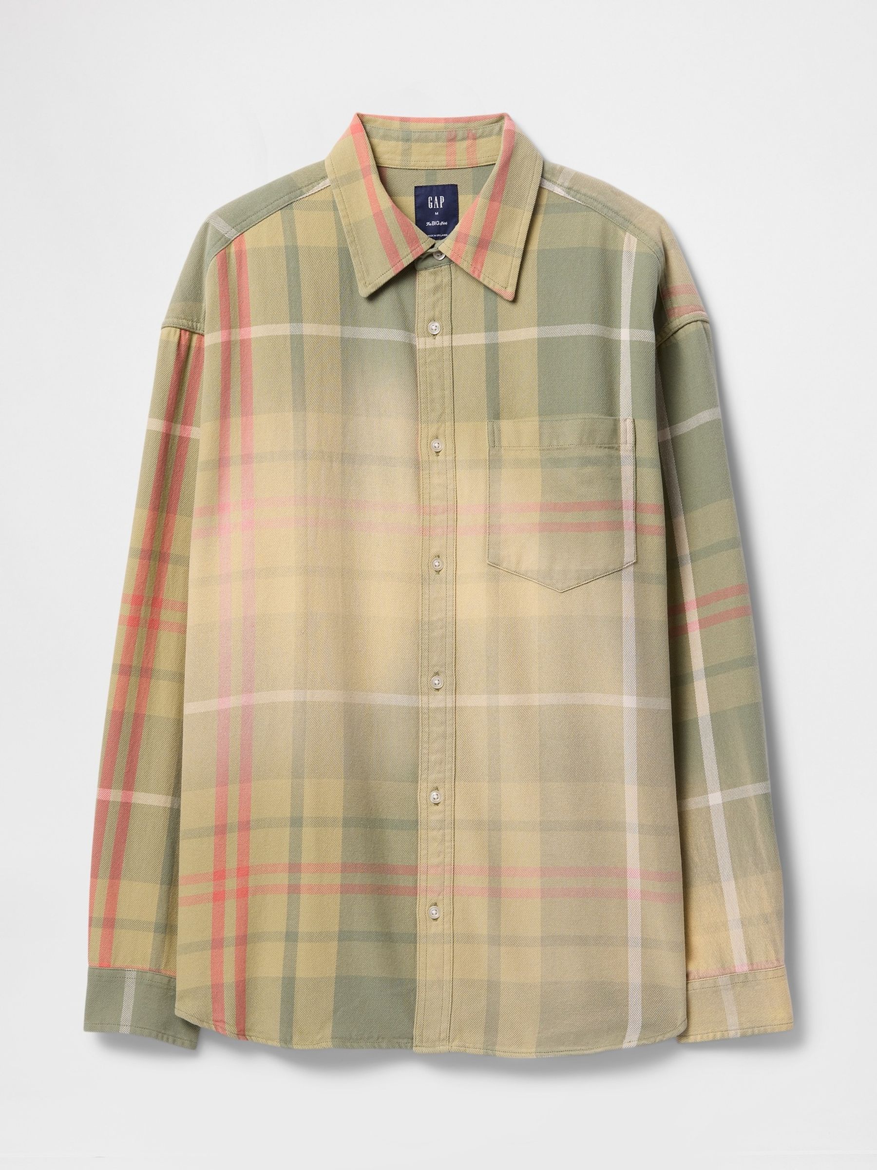 Green Check Cotton Twill Oversized Shirt - Image 4 of 5