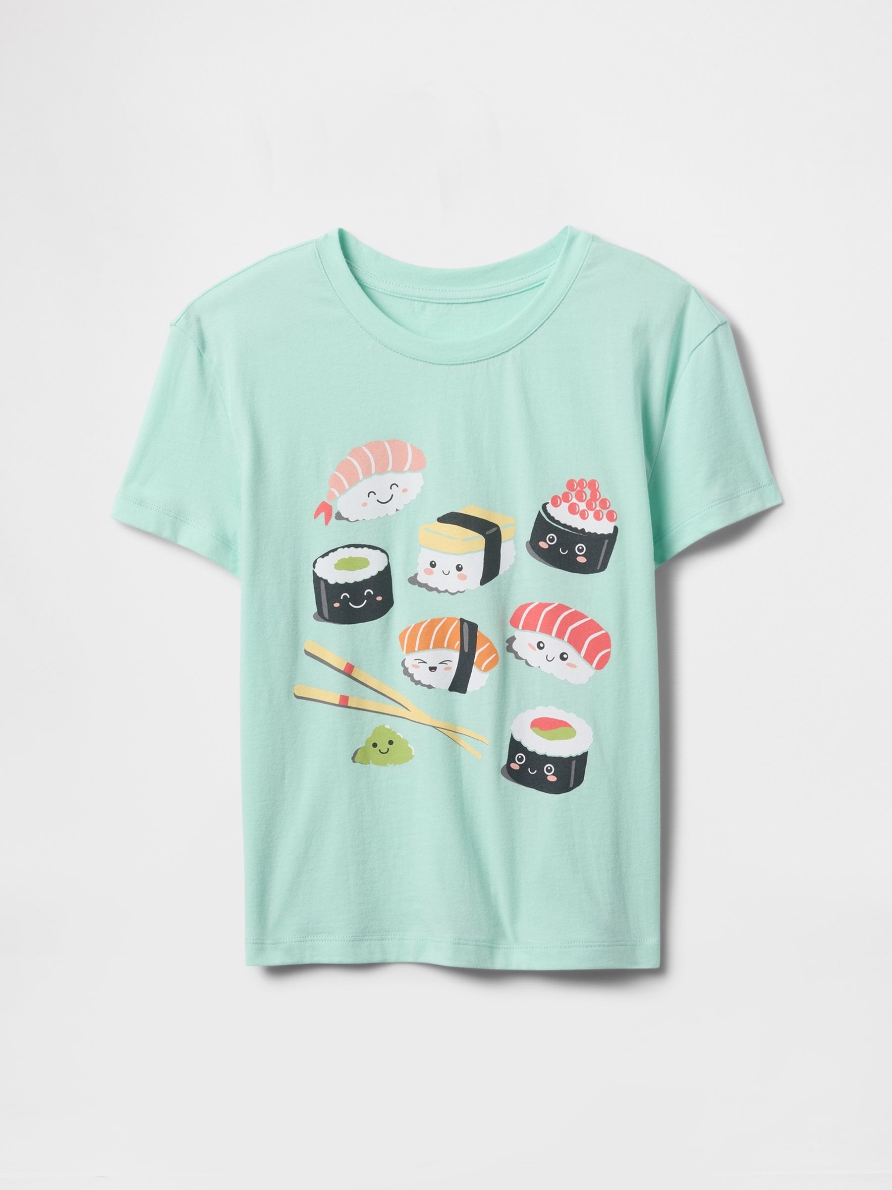 Green Sushi Cotton Short Sleeve Crew Neck Graphic T-Shirt (4-13yrs) - Image 3 of 4