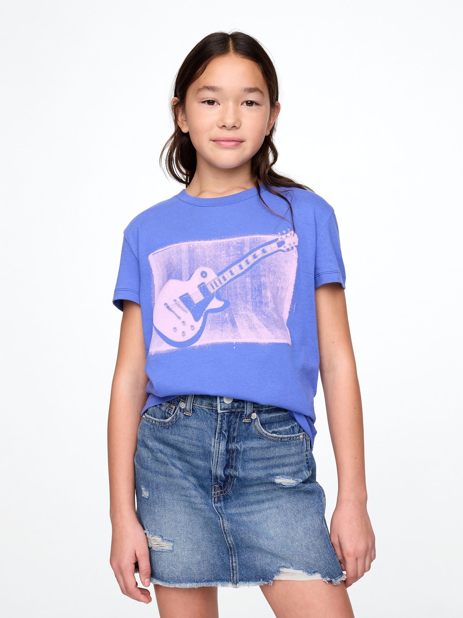 Blue Guitar Graphic Short Sleeve Crew Neck T-Shirt (4-13yrs) - Image 1 of 4