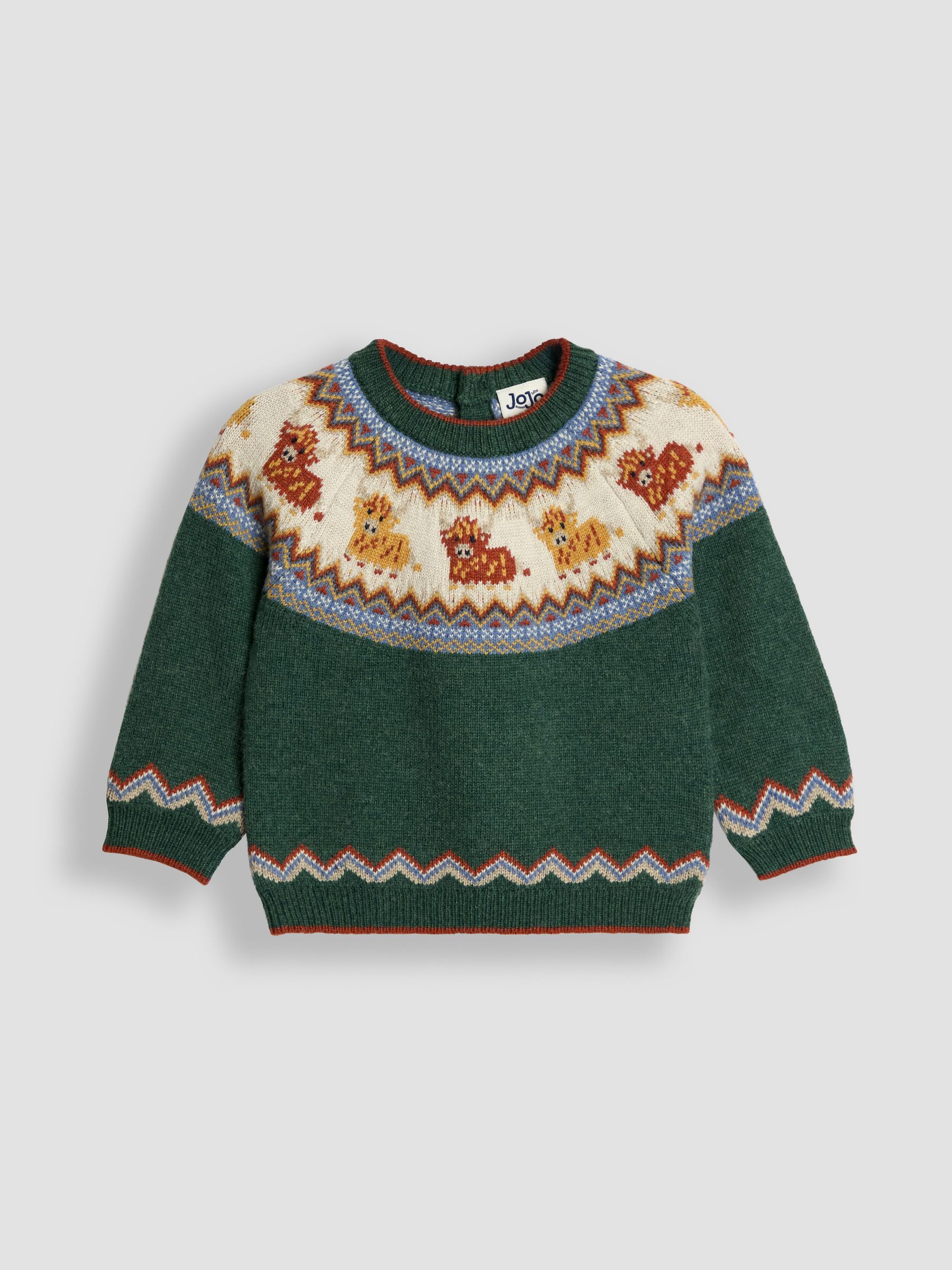 Green Highland Cow Character Fair Isle Jumper - Image 4 of 6