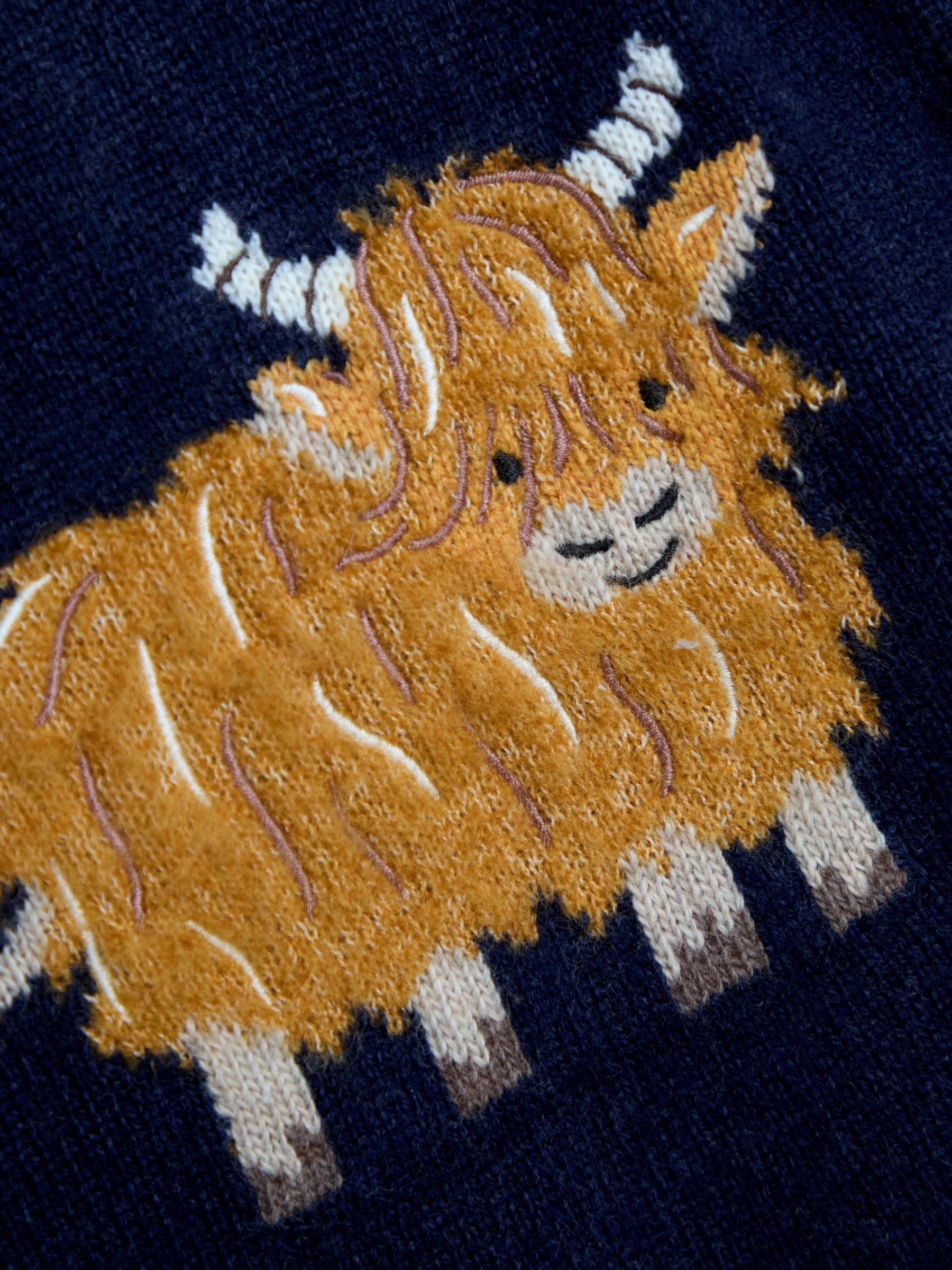 Navy Blue Highland Cow Raglan Character Jumper - Image 3 of 3