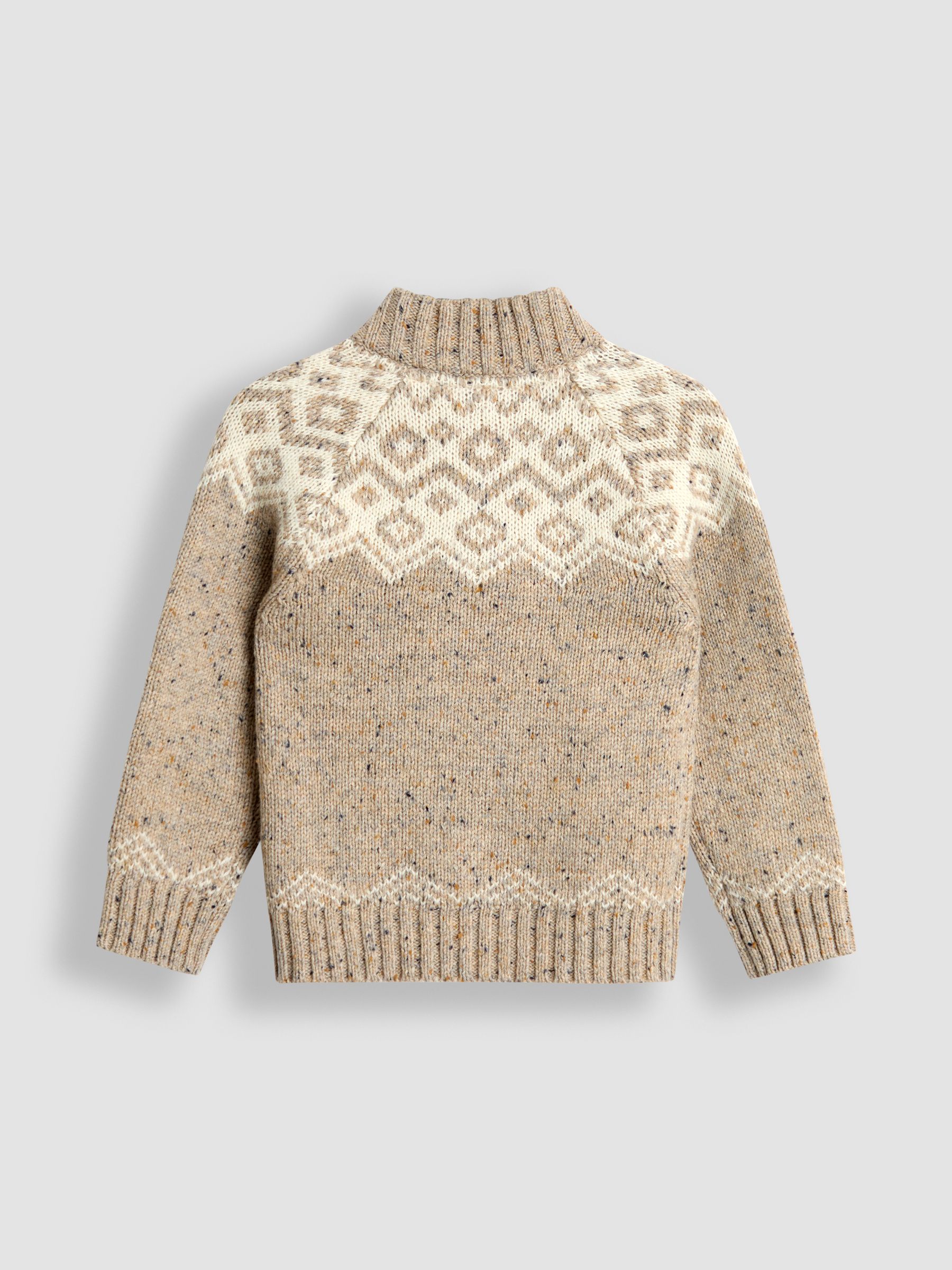 Natural Fair Isle Half Zip Knit Jumper | JoJo Maman Bébé