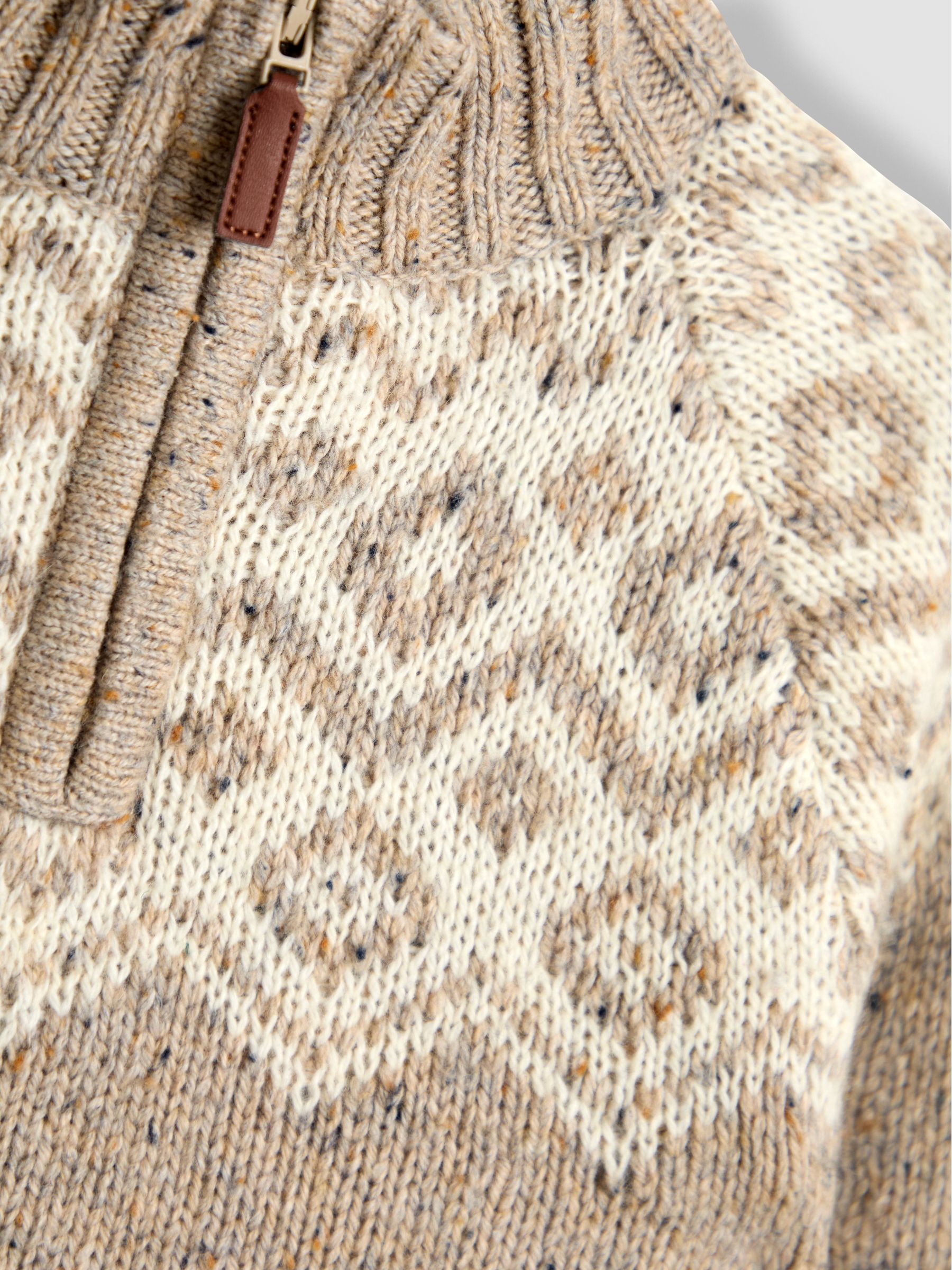 Natural Fair Isle Half Zip Knit Jumper | JoJo Maman Bébé
