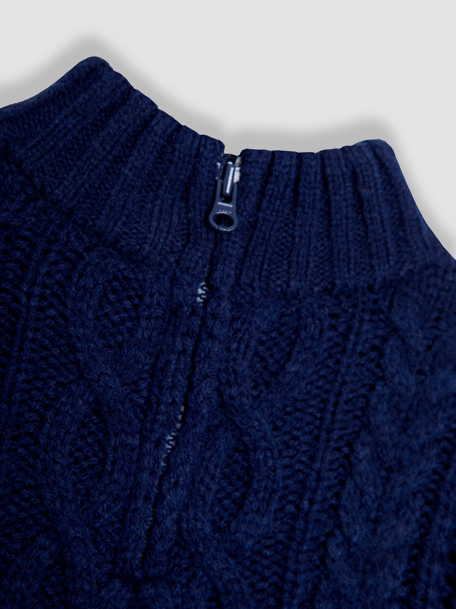 Blue Chunky Cable Half Zip Jumper - Image 3 of 3