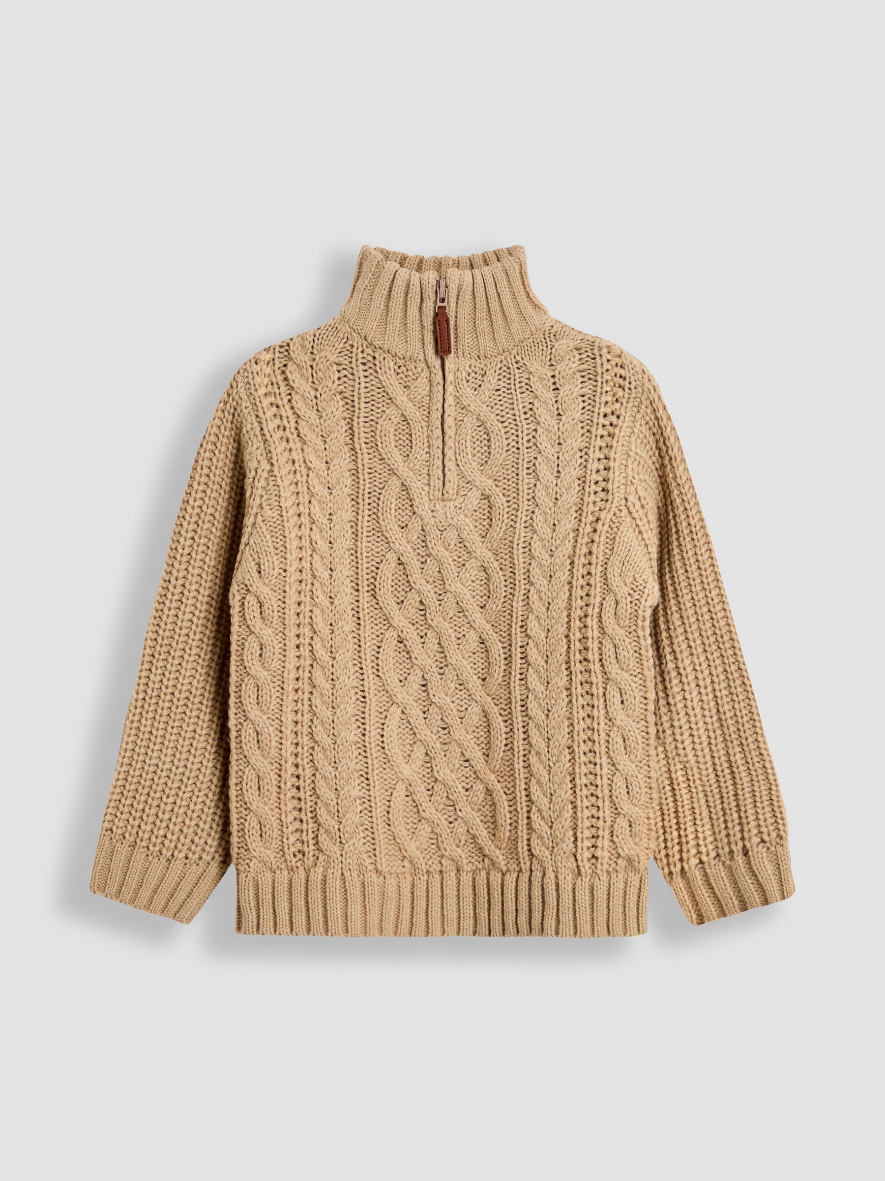 Natural Chunky Cable Half Zip Jumper - Image 1 of 4