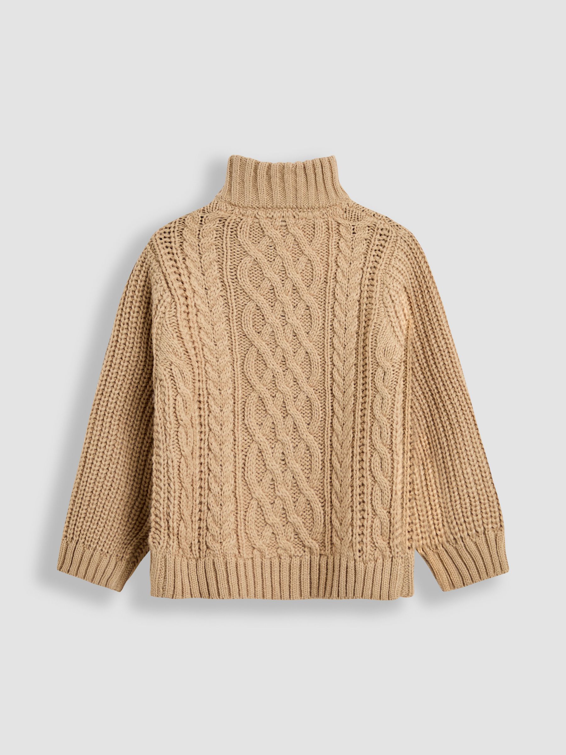Natural Chunky Cable Half Zip Jumper - Image 2 of 4