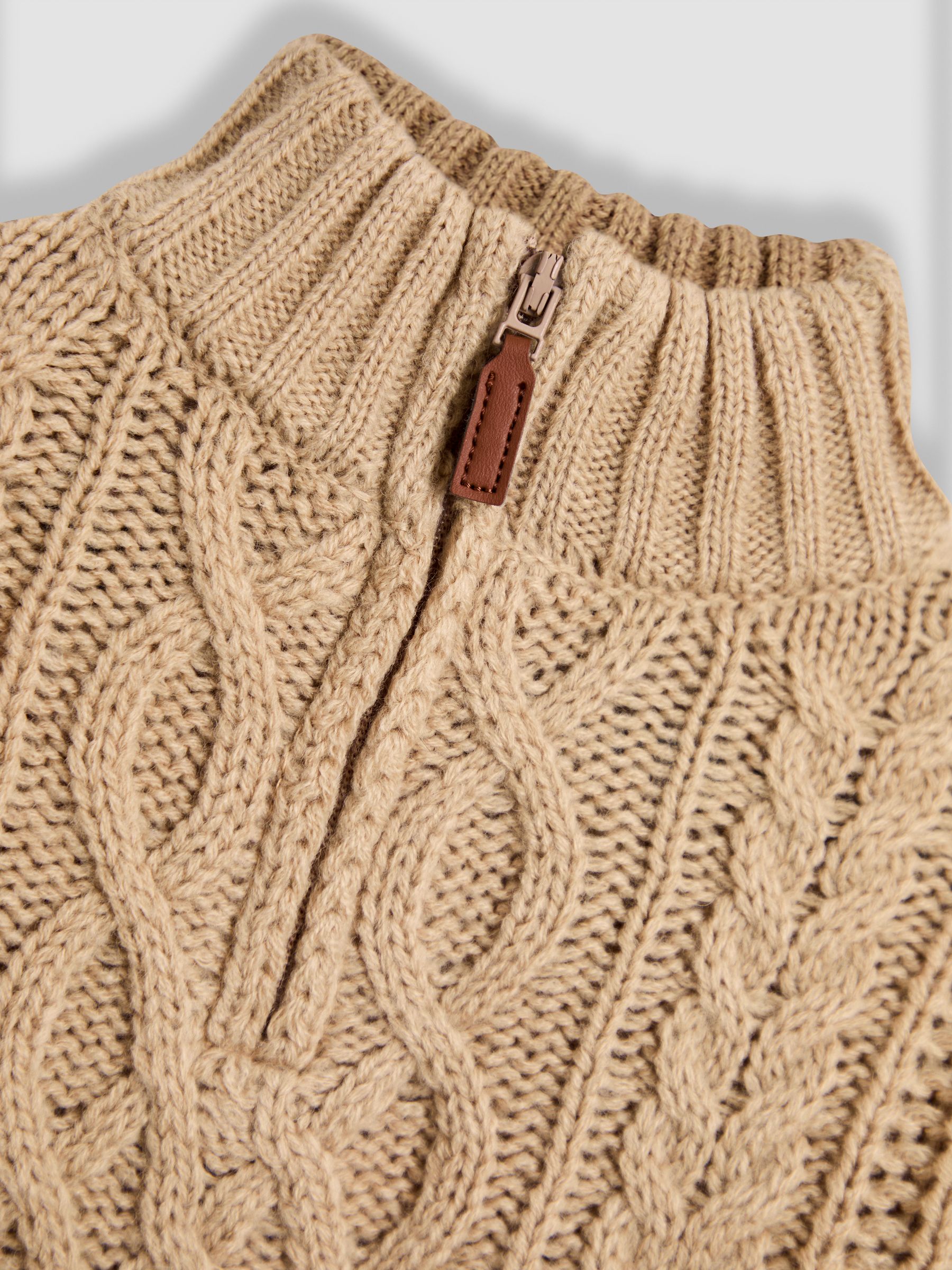 Natural Chunky Cable Half Zip Jumper - Image 3 of 4