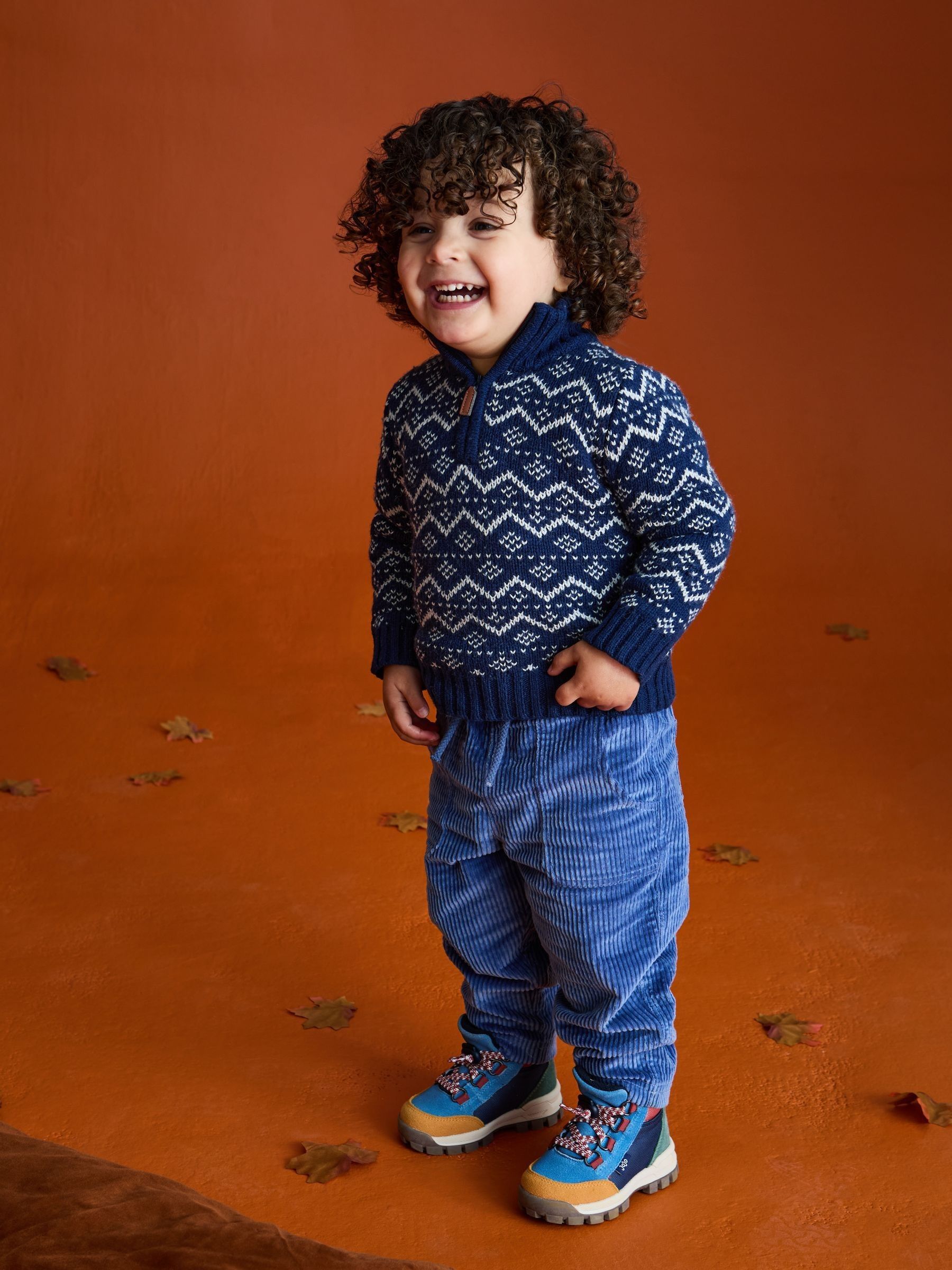 Blue Fair Isle Half Zip Knit Jumper - Image 3 of 3