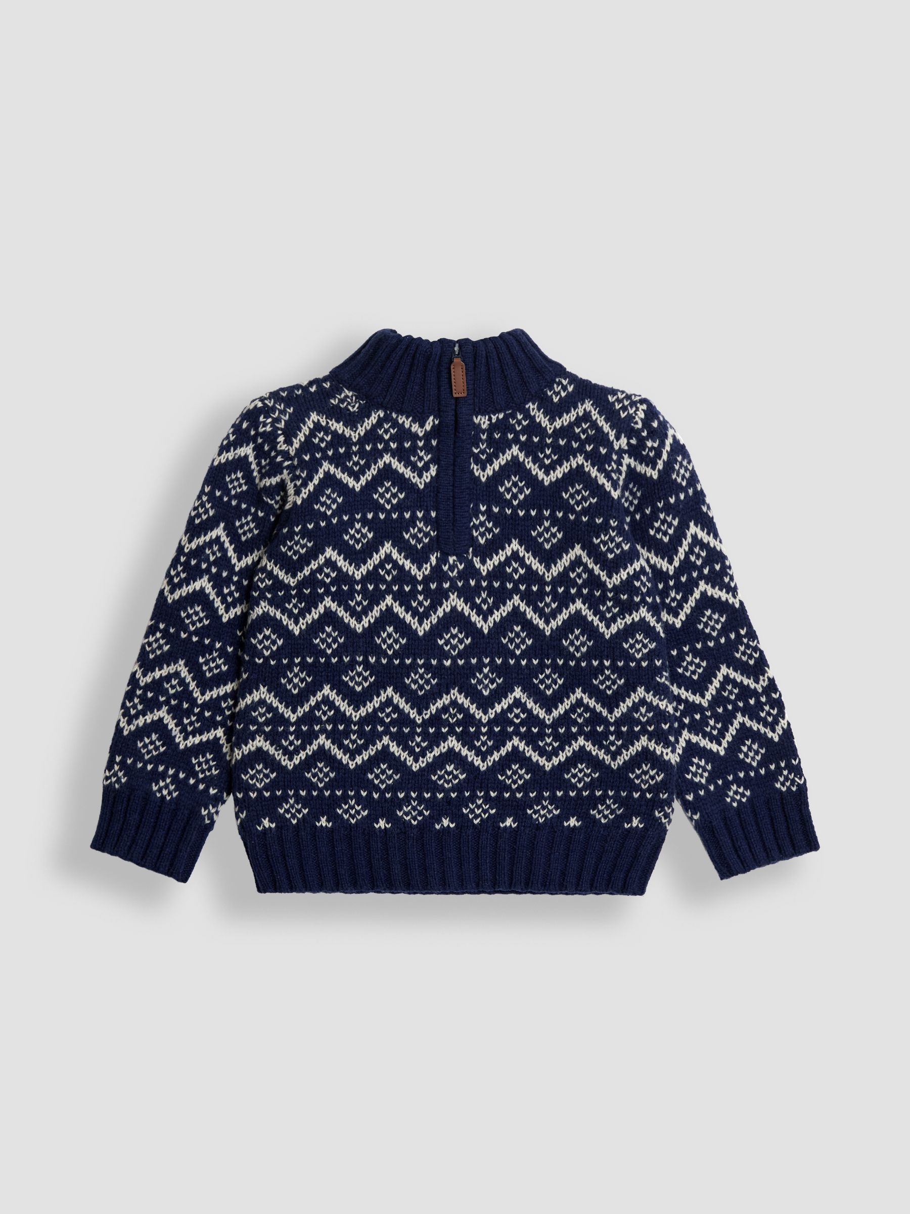 Navy Blue Fair Isle Half Zip Knit Jumper - Image 4 of 6