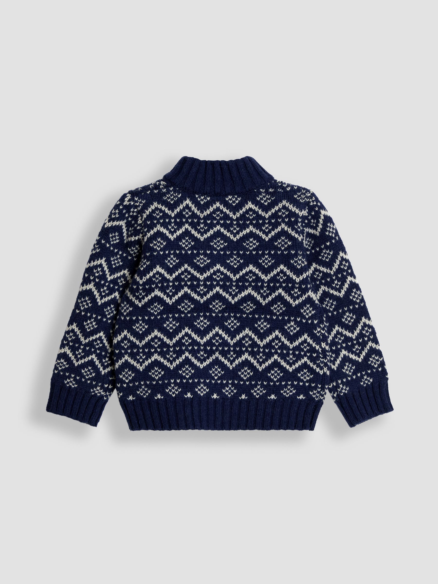 Navy Blue Fair Isle Half Zip Knit Jumper - Image 6 of 6