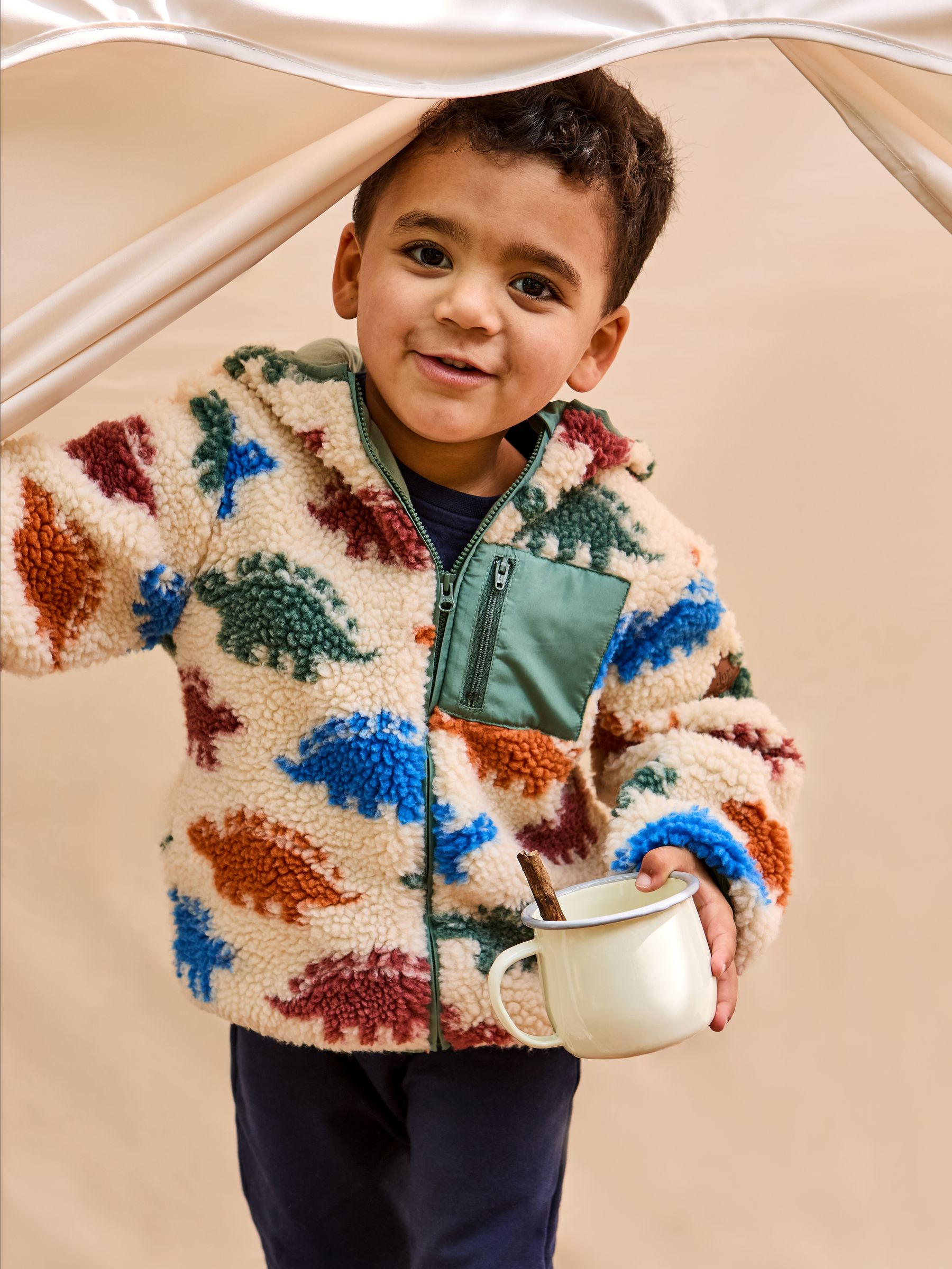 Natural Stegosaurus Hooded Teddy Fleece Jacket | JoJo Maman Bébé USA