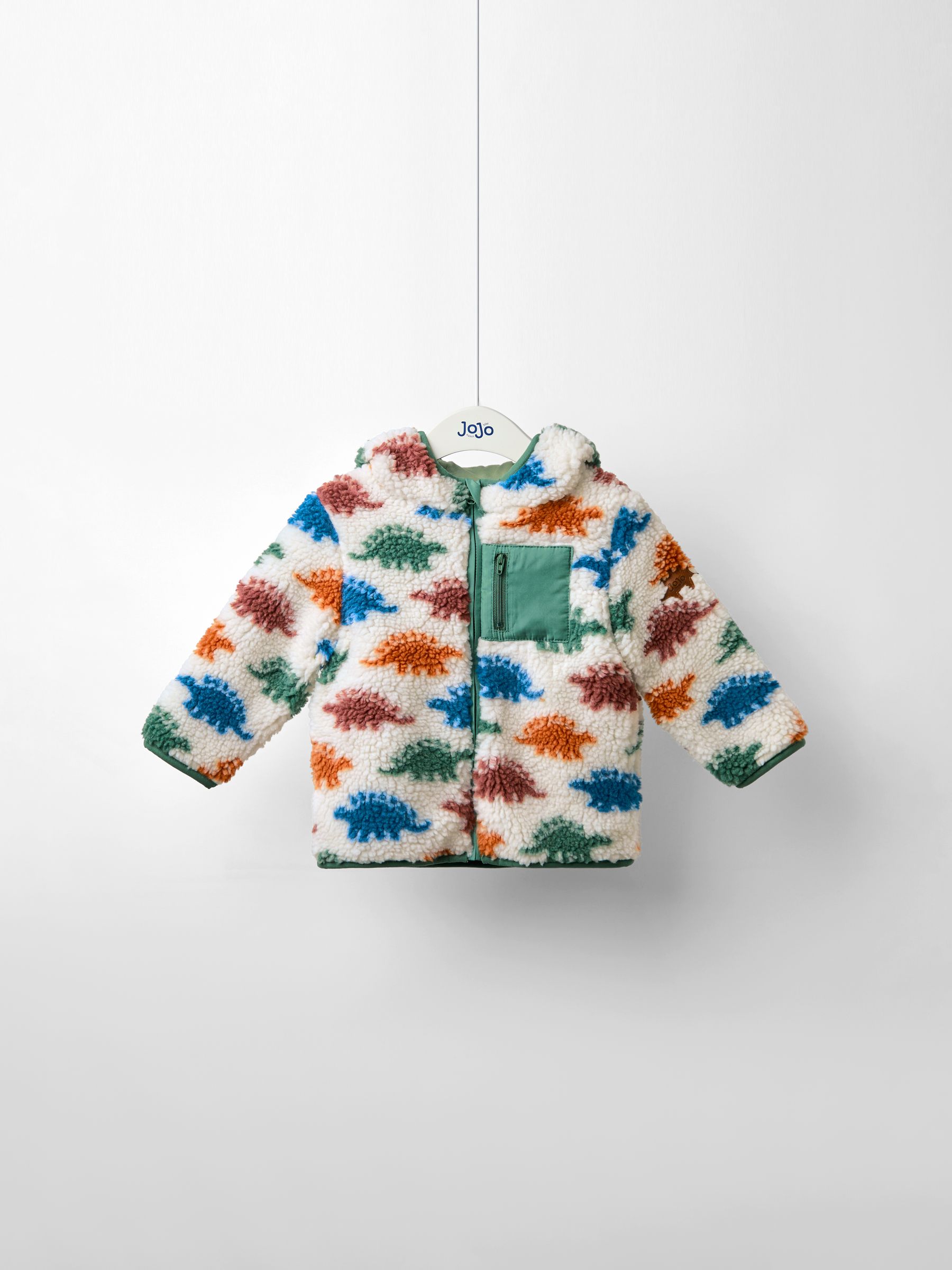 Natural Stegosaurus Dino Checkerboard Hooded Borg Jacket - Image 2 of 6